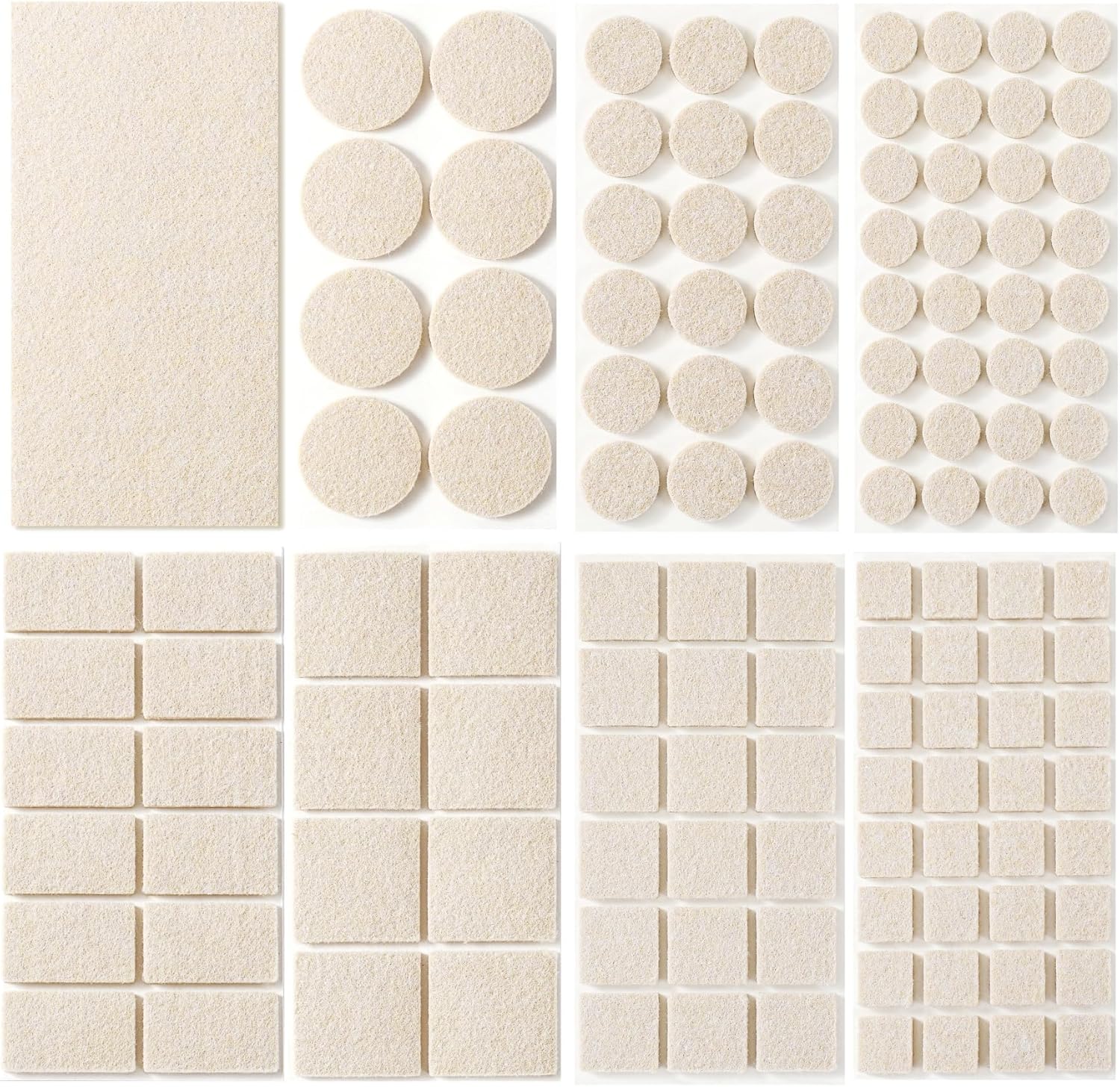 Felt Furniture Pads for Hardwood Floors 129 Piece, Furnigear Anti Scratches Felt Pads for Round