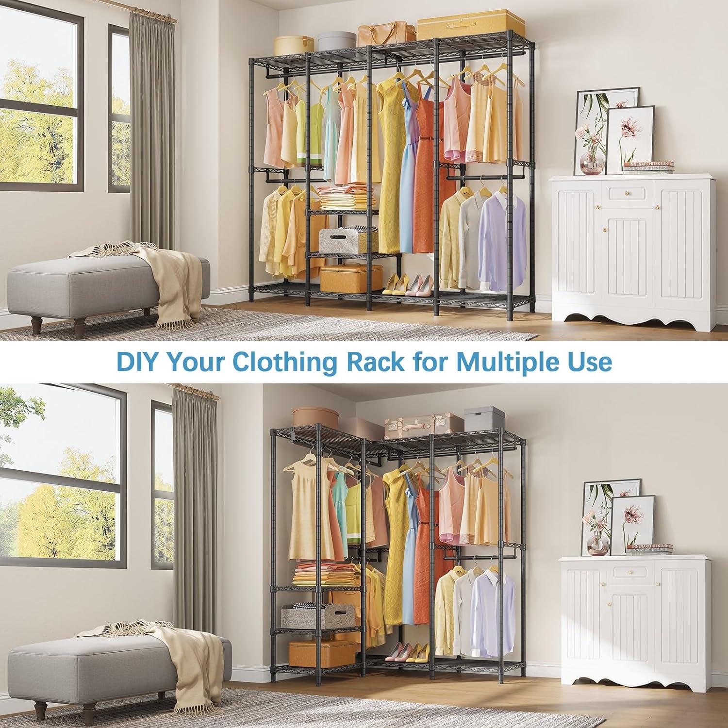 VIPEK V40 Medium Garment Rack Heavy Duty Clothes Rack for Hanging Clothes, Multi-Functional Bedroom