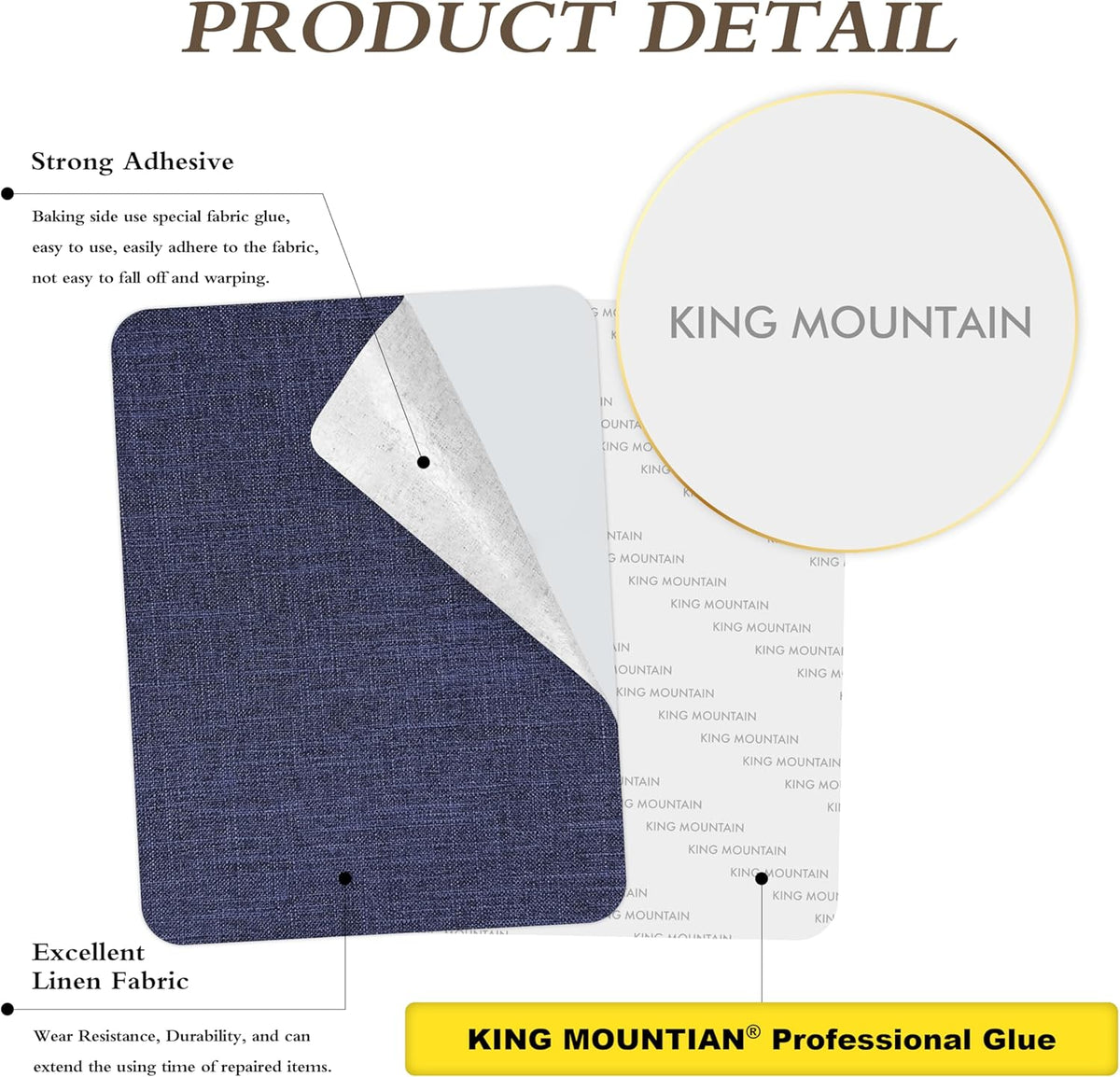 KING MOUNTAIN Fine Linen Repair Patches, Self-Adhesive Linen Fabric Patches, 8X11 inch 2 PCS, Multi