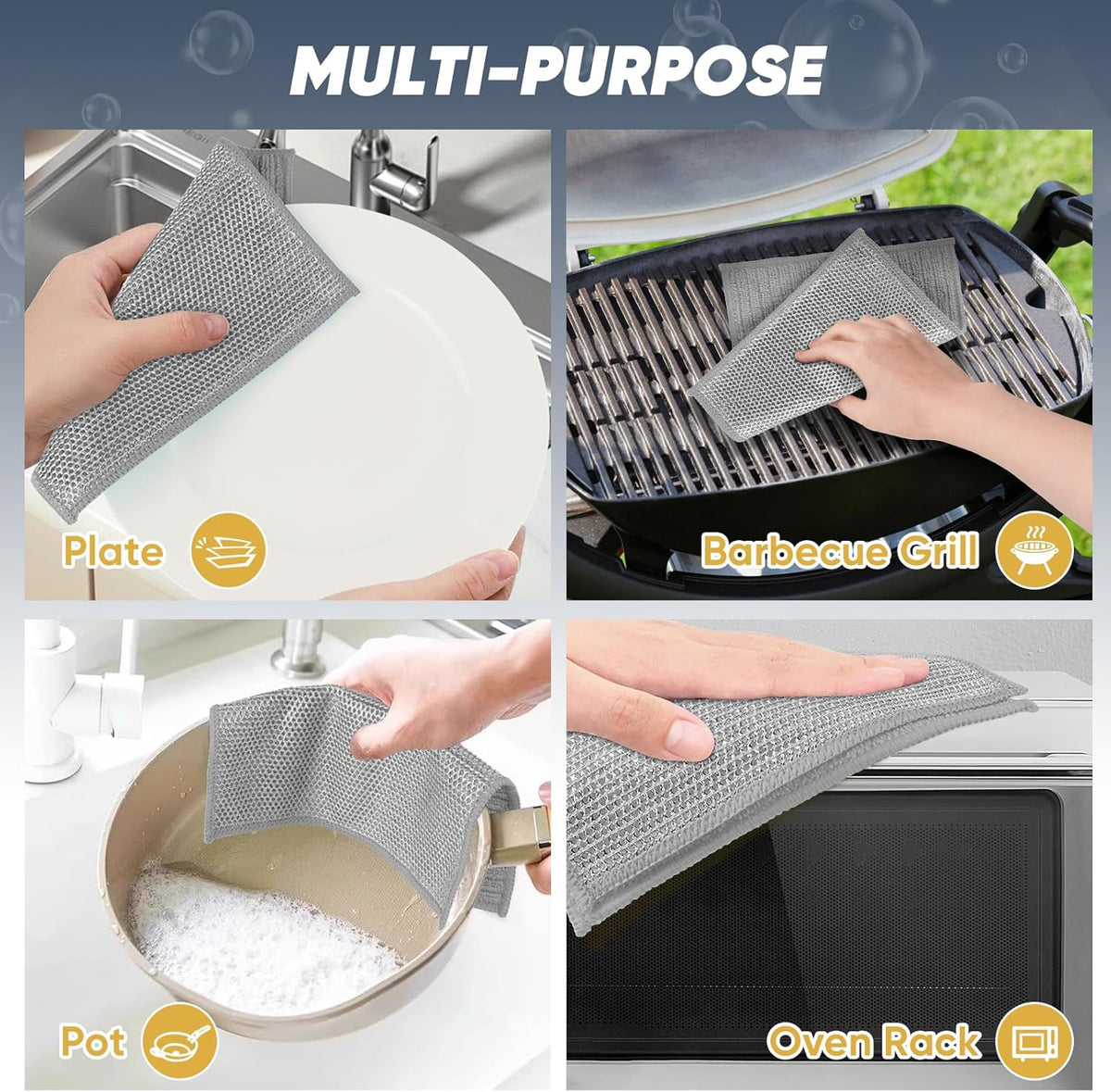 Orighty Multipurpose Wire Dishwashing Rag 24 Pcs, Upgraded Double-Layer Non-Scratch Wire Dish