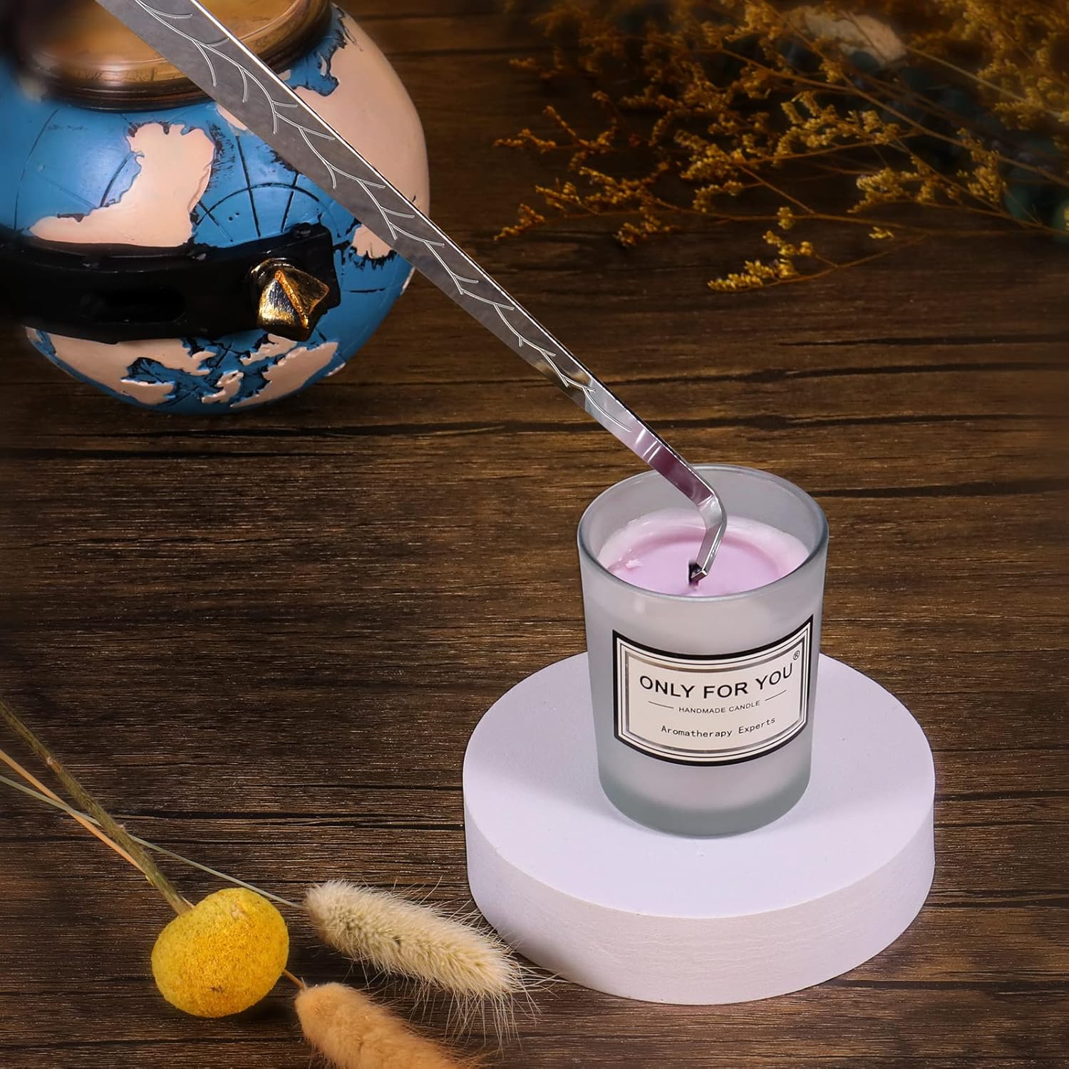 Lsnisni 4 in 1 Candle Accessory Set, Electric Lighter, Wick Cutter, Snuffer and Dipper, Steel Wick
