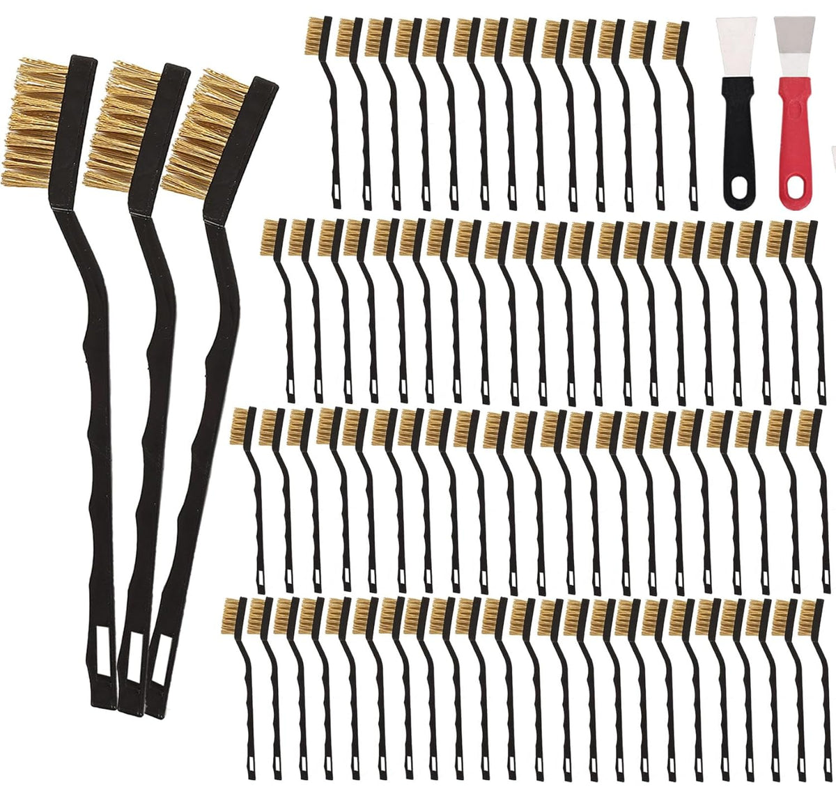 80 Pcs Mini Wire Brush Brass Brush Set, Curved Handle Masonry Brush Wire Brush for Cleaning Welding