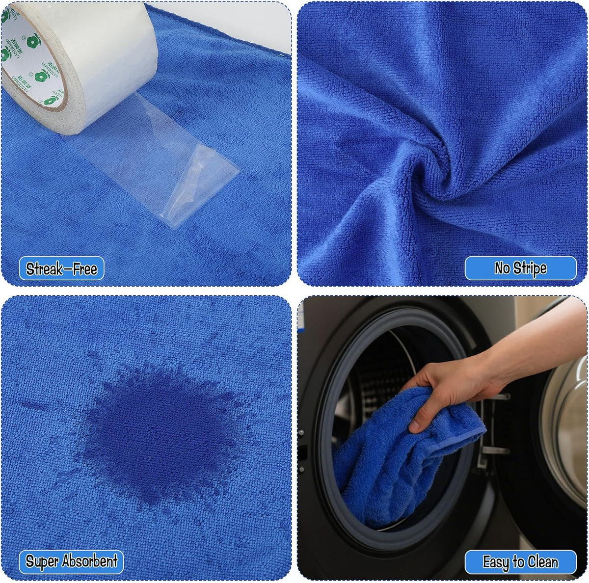 4 Pack Extra Large Microfiber Cleaning Cloths 20"x30", Lint-Free Reusable Towels for Home, Glass