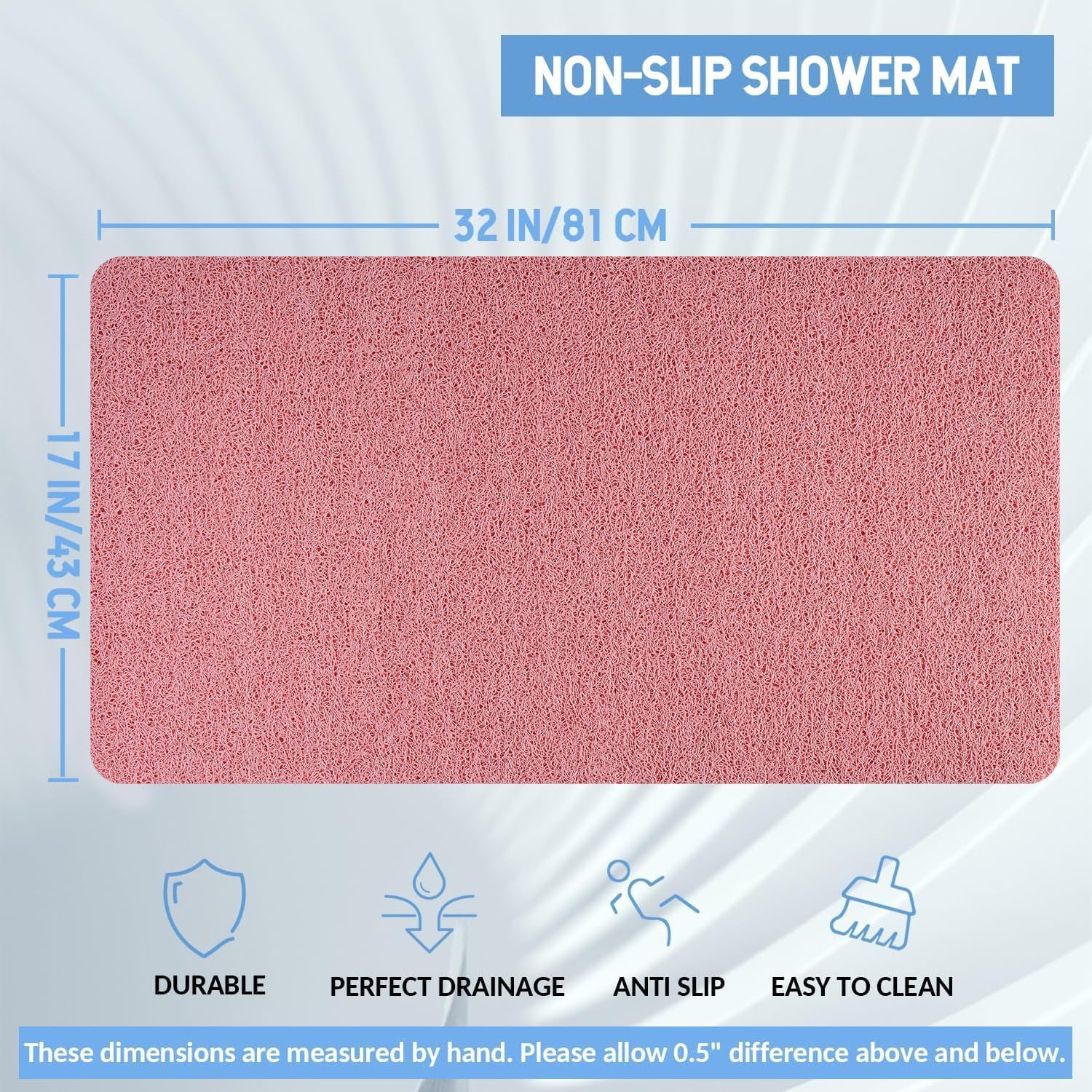 Non-Slip Bathtub Mat, Anti Slip Shower Mat, Fast Drying Bathtub Mats, Foot Scrubber Mat, Anti Slip