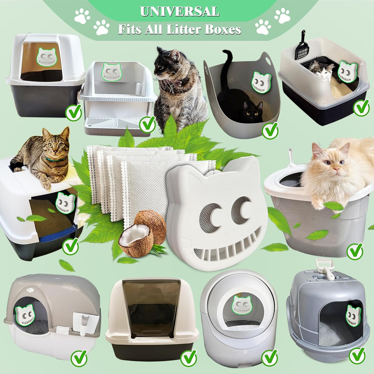 Unscented Cat Litter Box Deodorizer Kit Stick-On Activated Carbon Odor Eliminators Compatible with