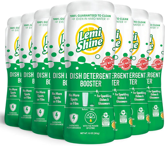 Lemi Shine Dish Detergent Booster, Hard Water Stain Remover, Multi-Use Citric Acid Cleaner 10 oz