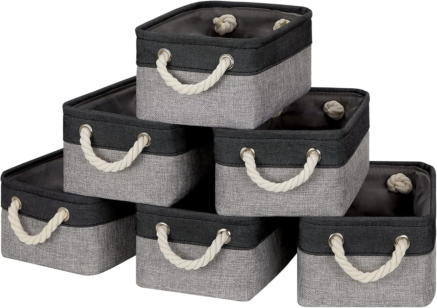 Temary Fabric Storage Baskets 6 Pcs Small Cloth Basket for Shelves Collapsible Decorative Storage