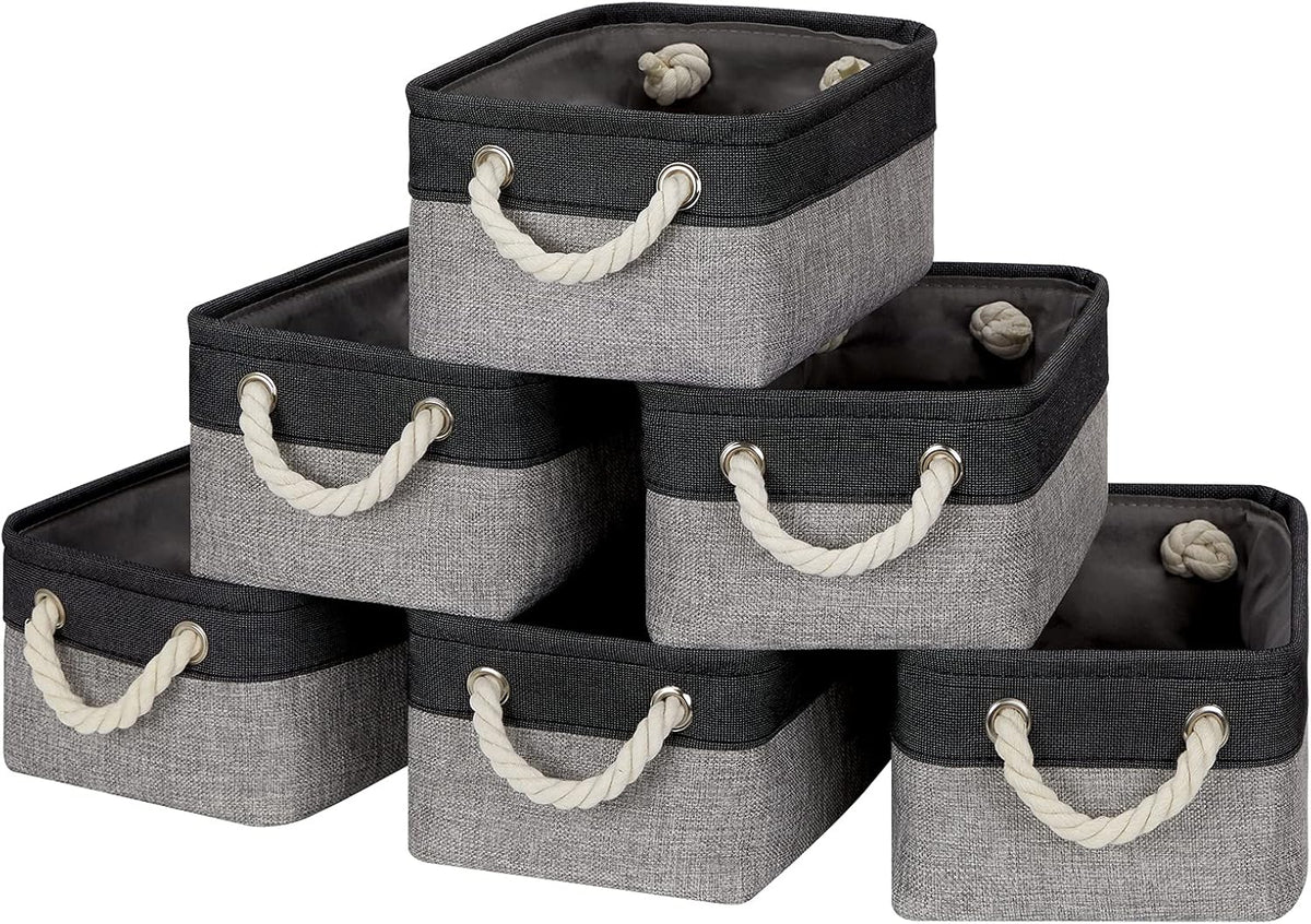 Temary Fabric Storage Baskets 6 Pcs Small Cloth Basket for Shelves Collapsible Decorative Storage