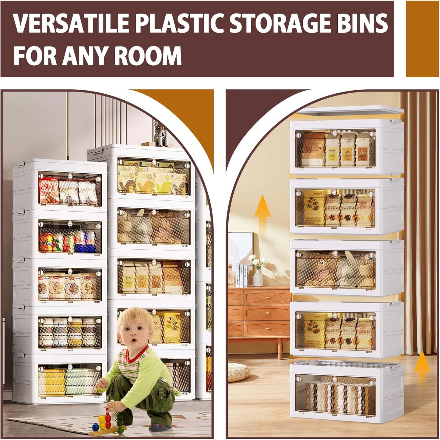 QudraKast 5-Tier Stackable Plastic Storage Bins - 23QT Stackable Storage Bins - Closet Organization