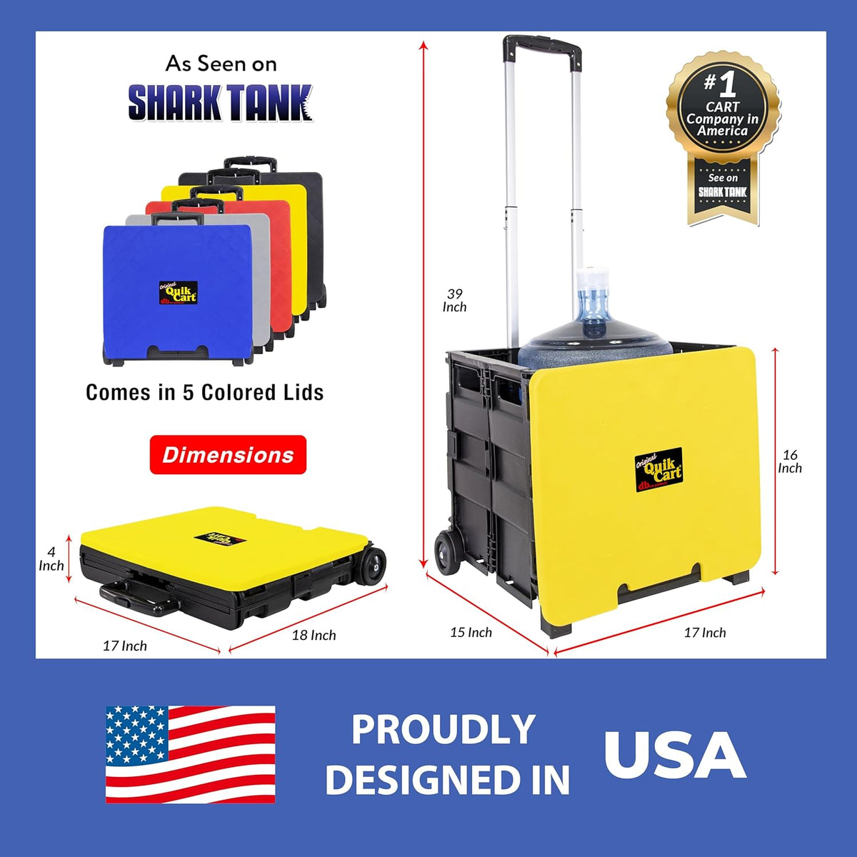dbest products Quik Cart Collapsible Rolling Crate on Wheels for Teachers Tote Basket 80 lbs