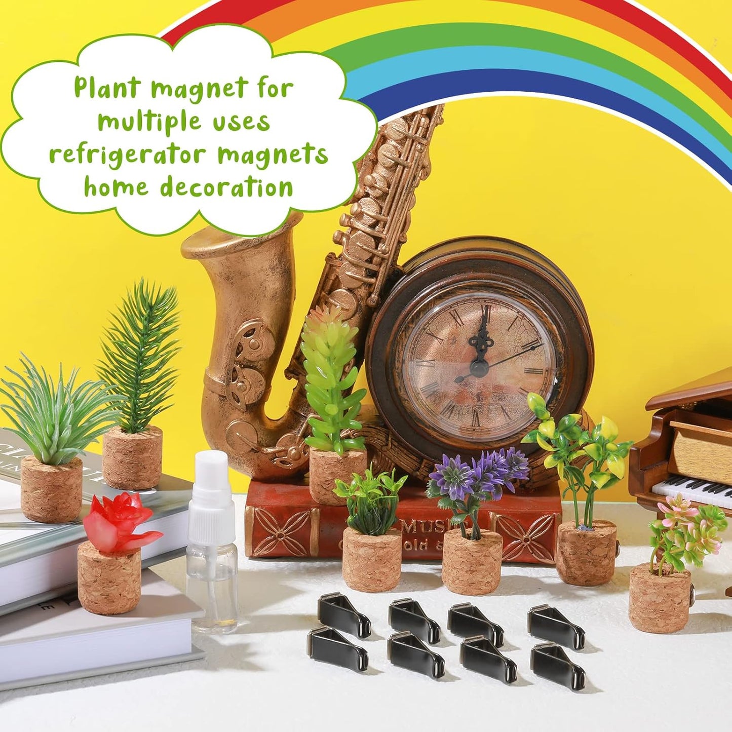 8 Pieces Artificial Plant Air Vent Clips Succulents with Essential Oil Mini Cute Sprayer Car Plant