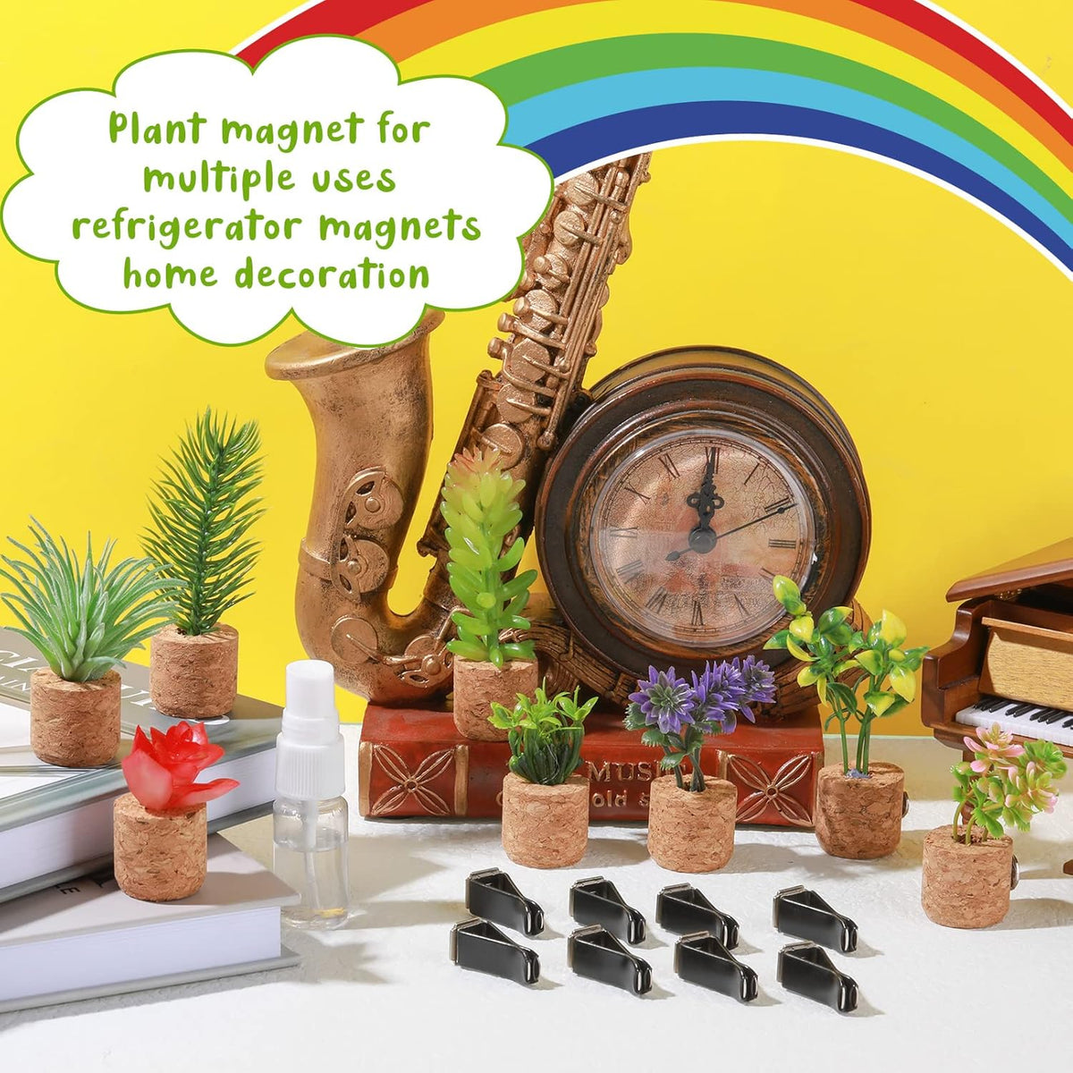 8 Pieces Artificial Plant Air Vent Clips Succulents with Essential Oil Mini Cute Sprayer Car Plant