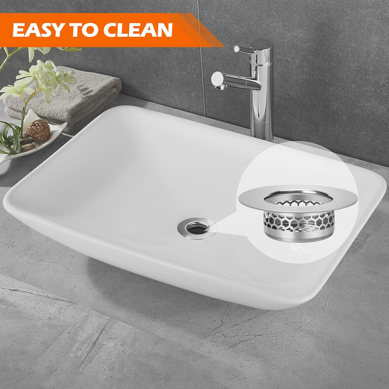 Bathroom Sink Strainer, Bathtub Lavatory Sink Drain Strainer Hair Catcher for Laundry, Mop Pool