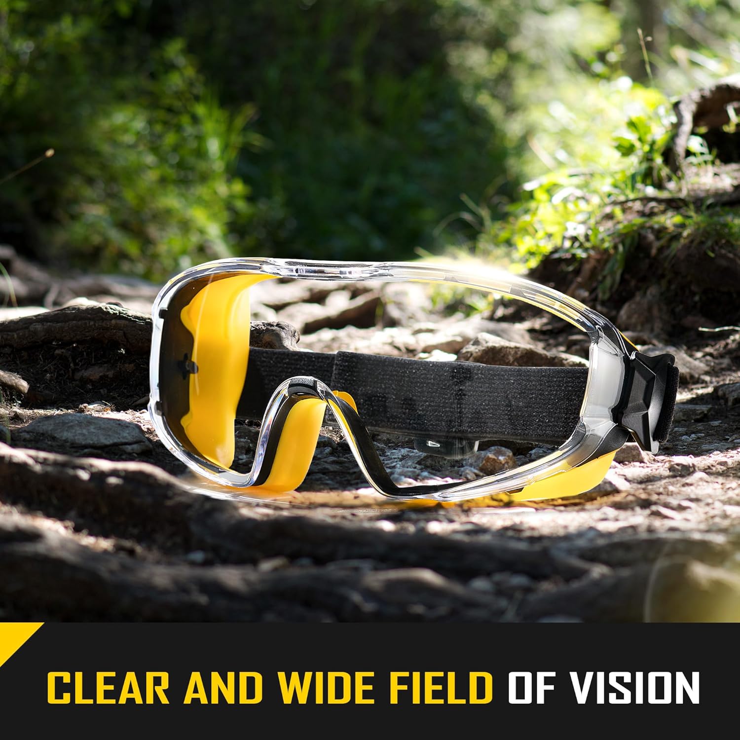 COOLJOB Safety Goggles Over Glasses with Anti-Fog Clear Lens, ANSI Z87.1 Impact Resistance and UV