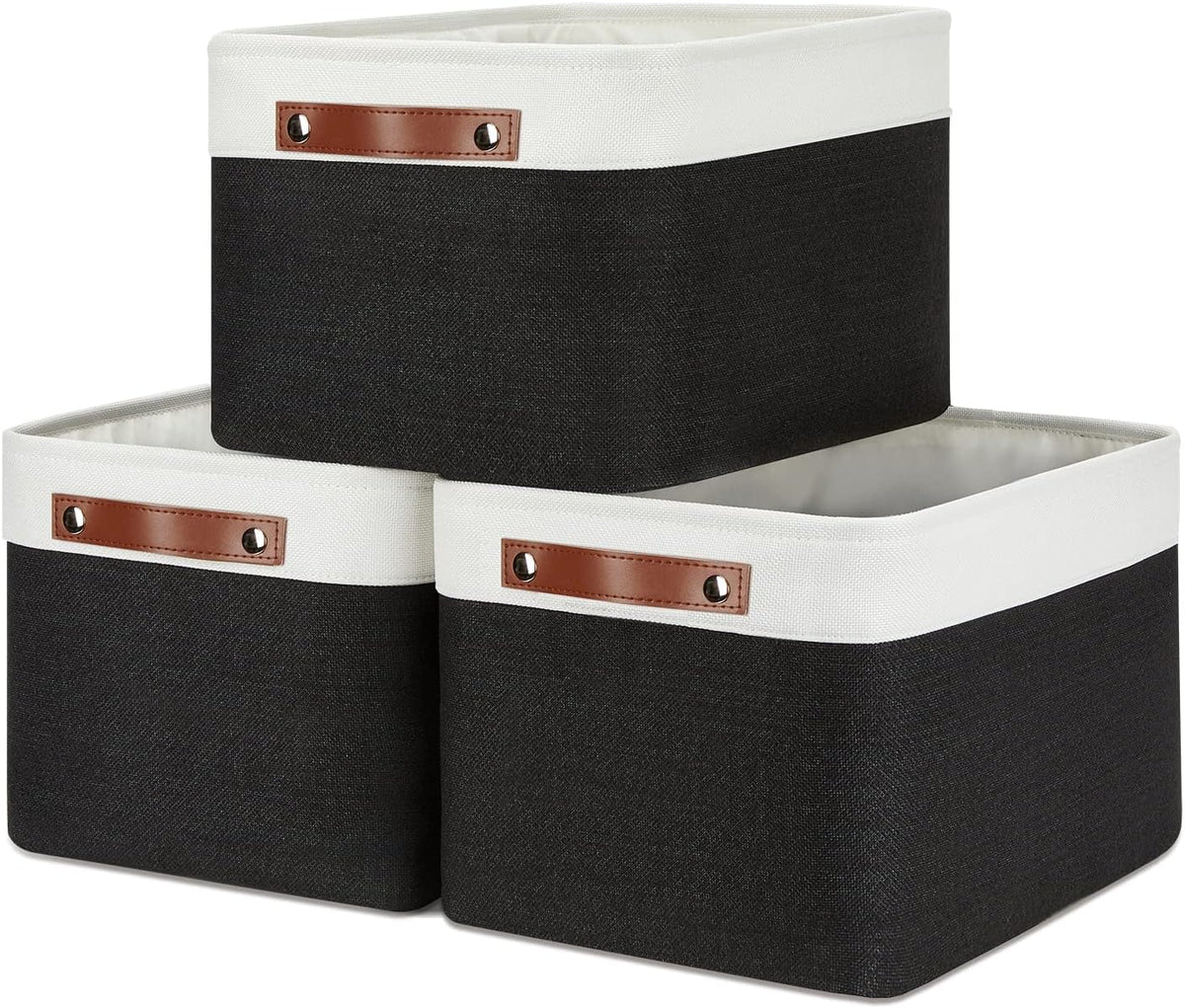 DULLEMELO Canvas Storage Bin with Handles, Fabric Bins for Shelves, Bedroom, Office,Nursery,Fabric
