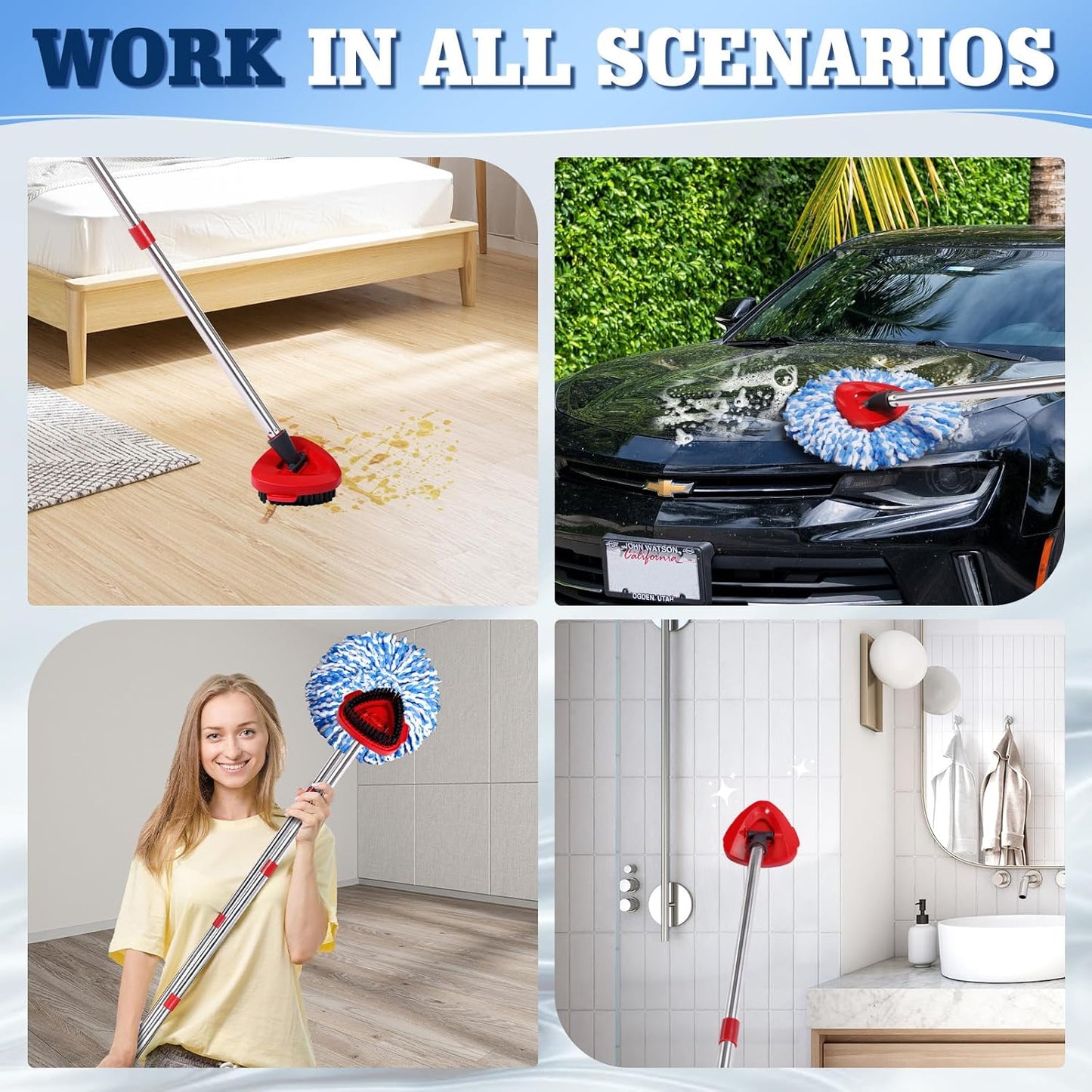 4 Pack Spin Mop Replacements Head Compatible for Oceda RinseClean 2-Tank System,Microfiber Spin Mop