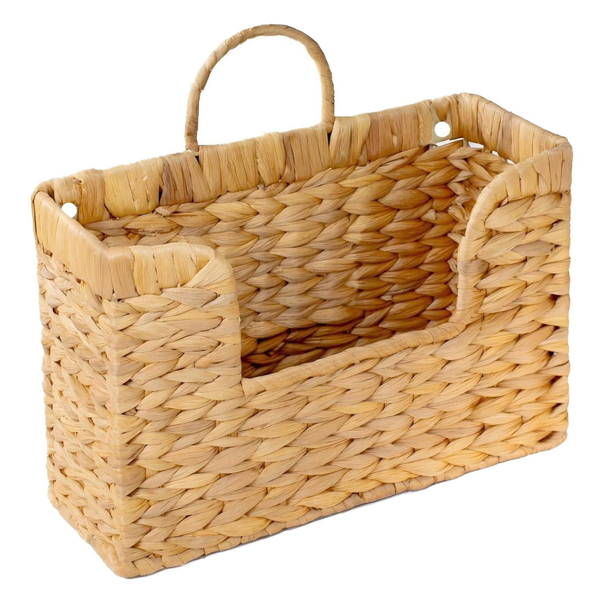 Magazine Holder Wall Basket Water Hyacinth Woven Mail Organizer, Wicker Wall Hanging Baskets for