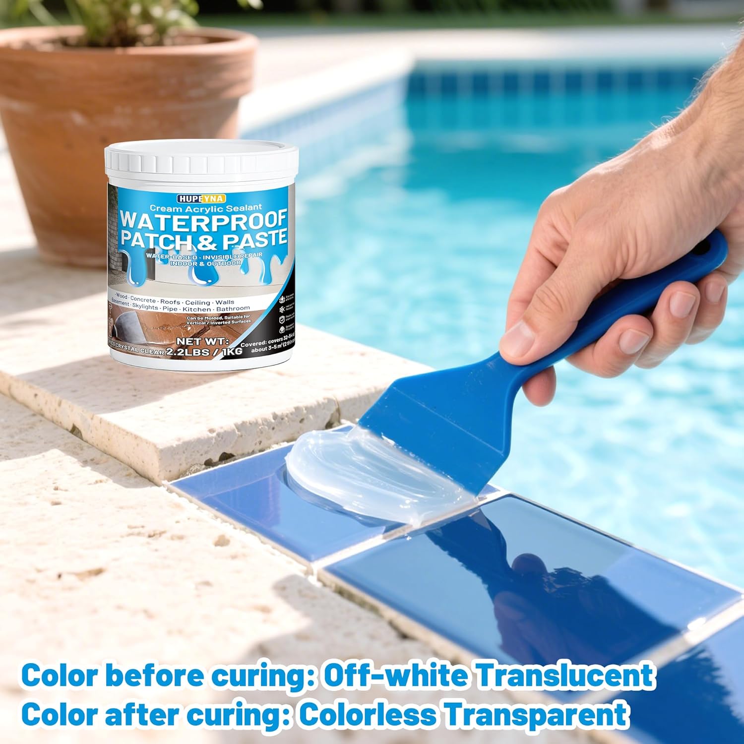 Waterproof Patch & Seal Rubberized Sealant Paste, 2.2lbs Anti-Leakage Clear Waterproof Paste