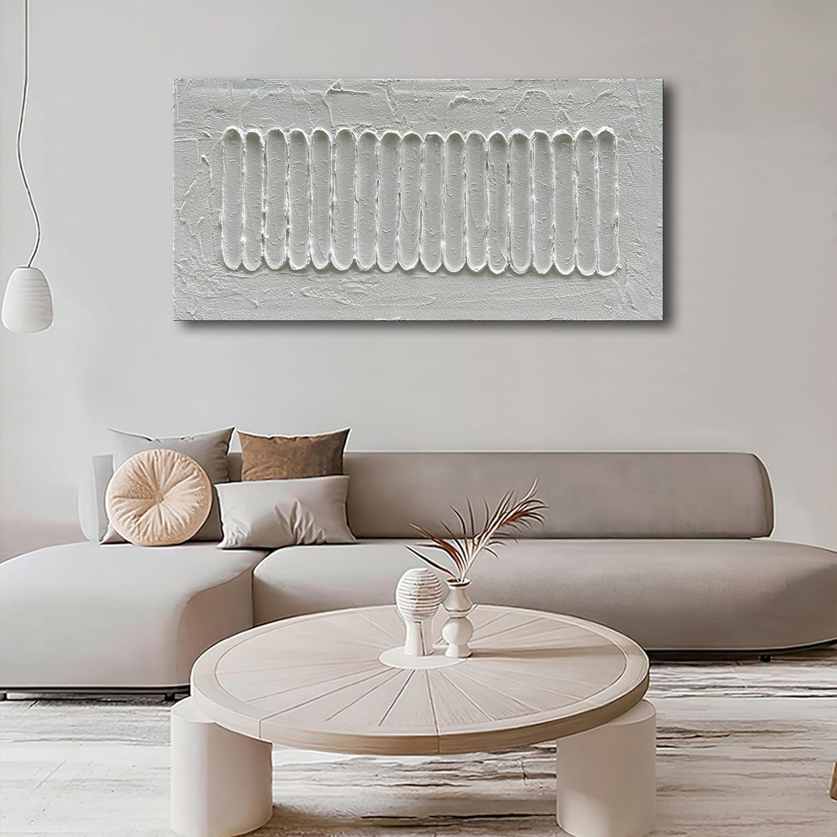 NANKAI Art 24x48 Inchs White Minimalist Art Oil Painting Hand Painted Thick Texture Abstract