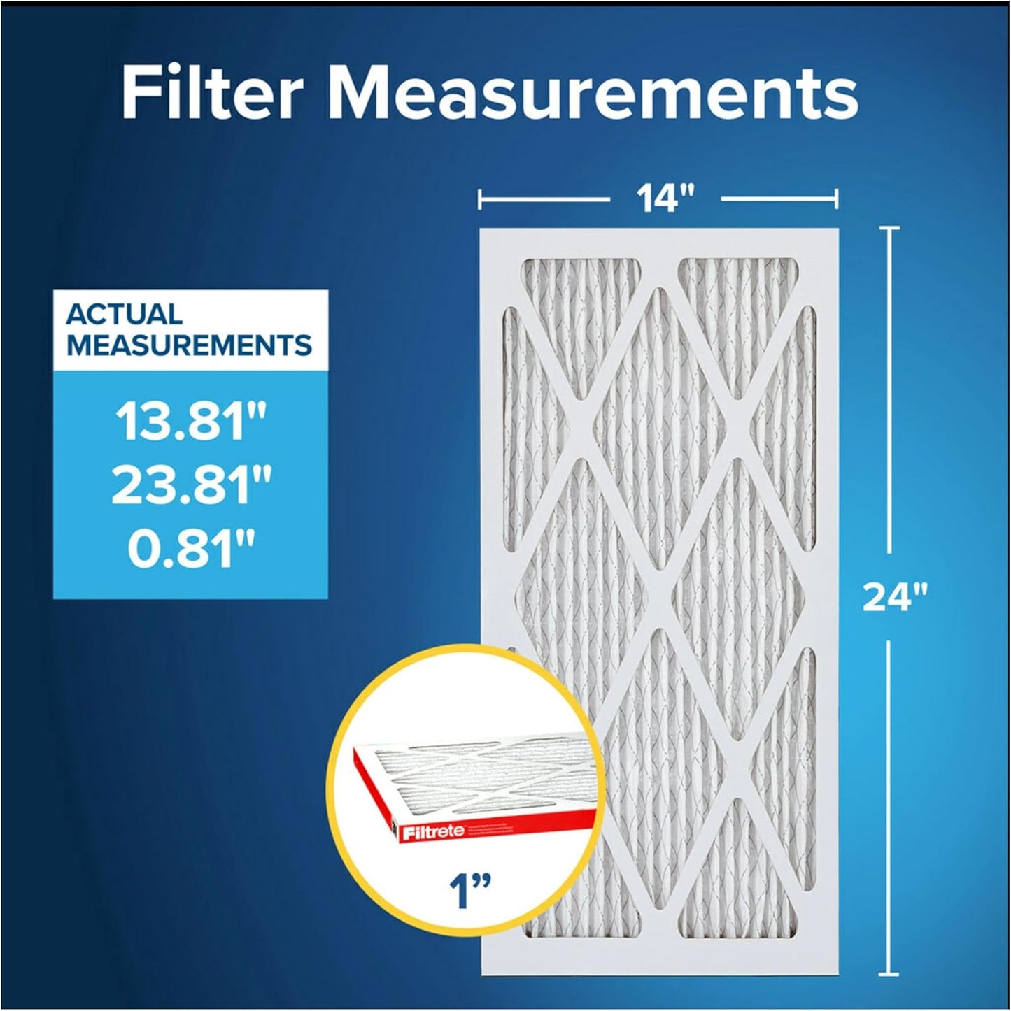 Filtrete 14x24x1 AC Furnace Air Filter, MERV 11, MPR 1000, Micro Allergen Defense, 3-Month Pleated