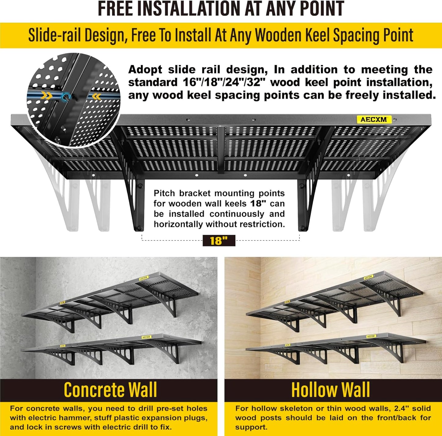 4-Pack 2x3ft Adjustable Garage Wall Shelving 1120lbs Load Capacity Heavy Duty Wall Mounted Storage
