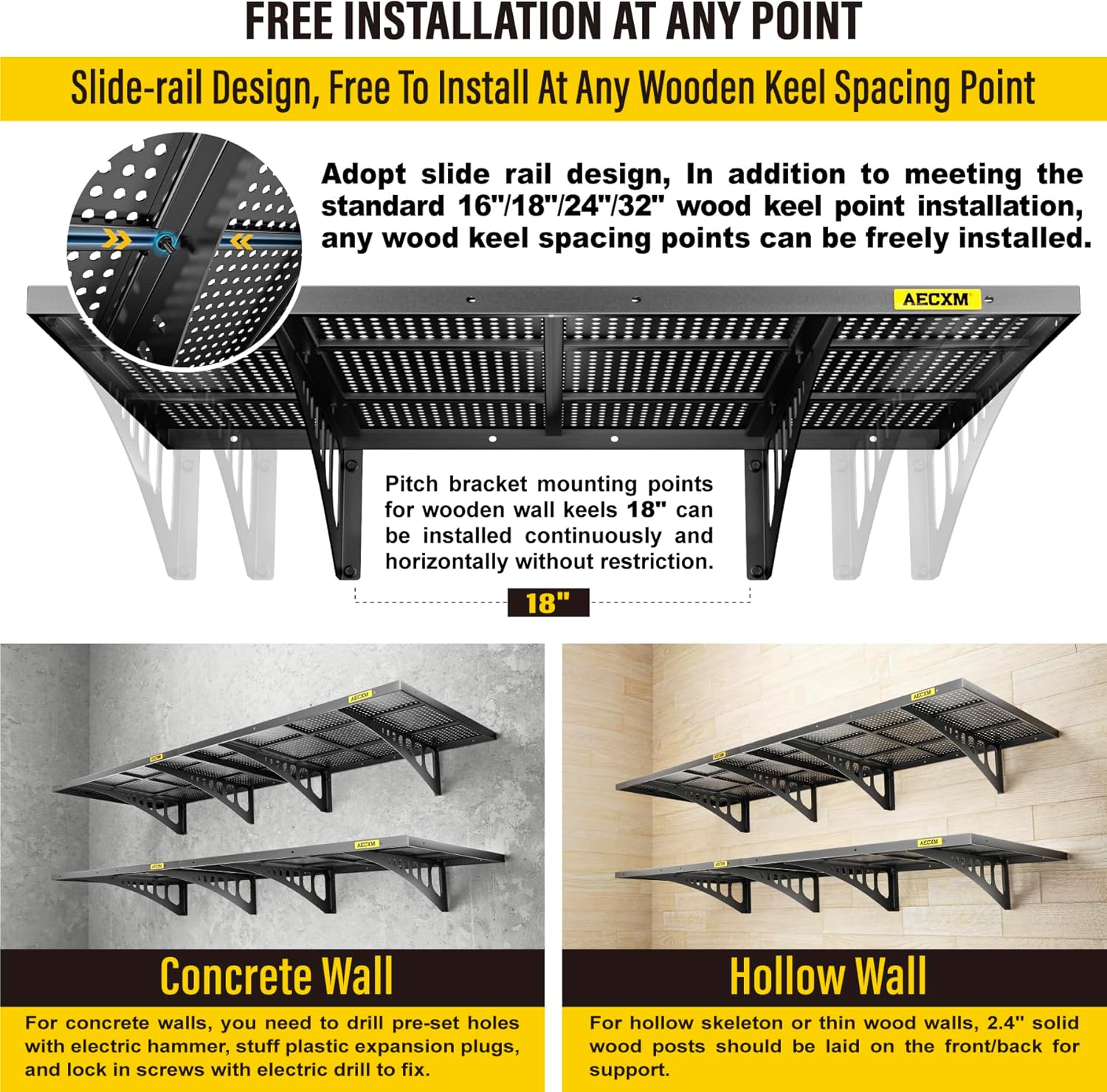4-Pack 2x3ft Adjustable Garage Wall Shelving 1120lbs Load Capacity Heavy Duty Wall Mounted Storage