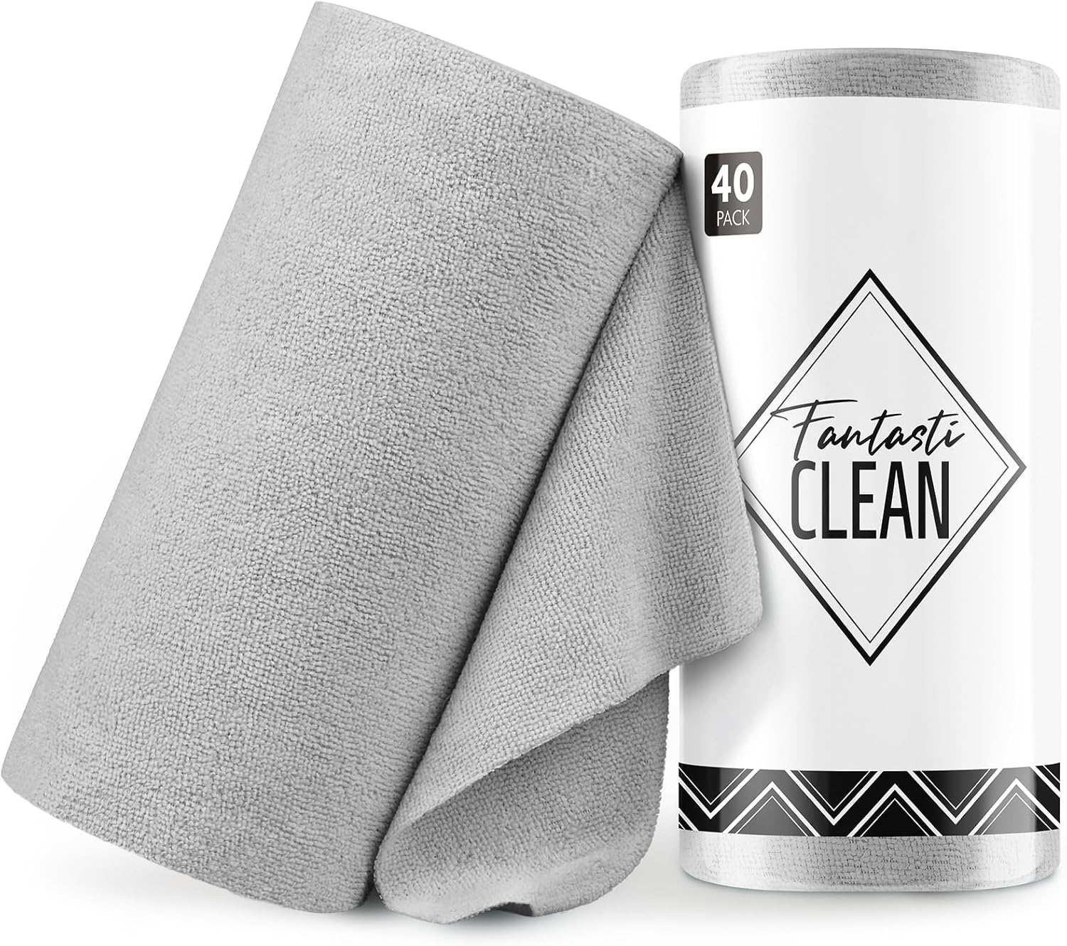 Fantasticlean Microfiber Cleaning Cloth Roll -40 Pack, Tear Away Microfiber Towels, 12" x 12"