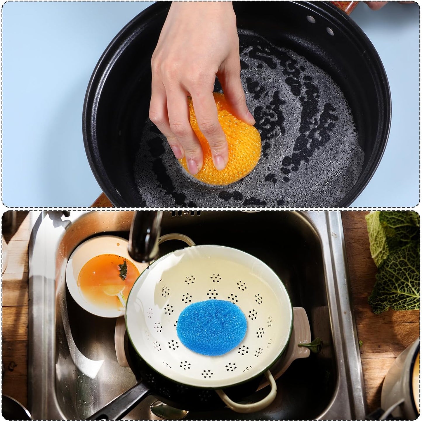 100 Pcs Plastic Scrubbers for Dishes, Round Pot Scrubbers for Kitchen Non Scratch Scouring Pads