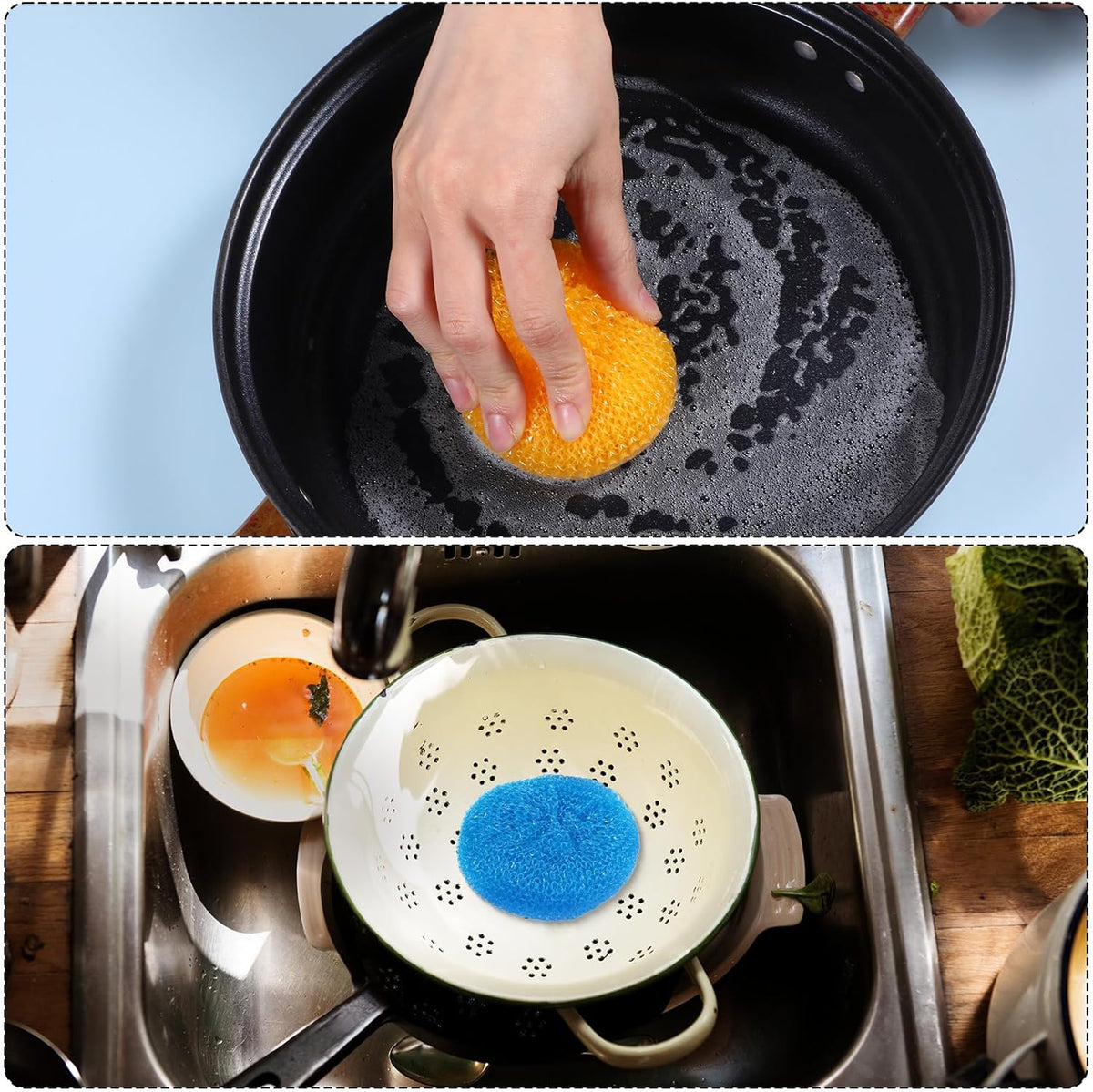 100 Pcs Plastic Scrubbers for Dishes, Round Pot Scrubbers for Kitchen Non Scratch Scouring Pads