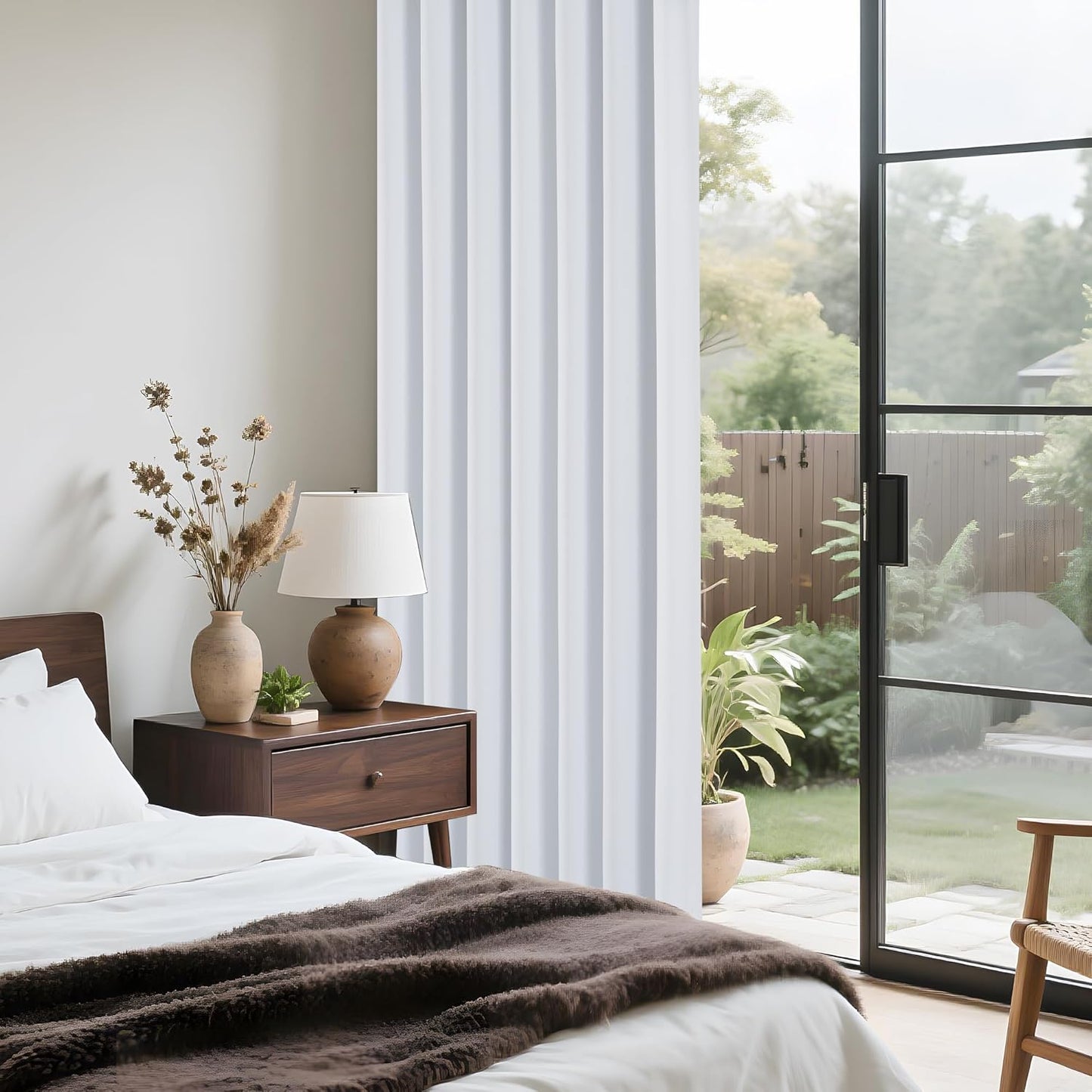 PONY DANCE White Total Blackout Curtains 84 inch Length 2 Panels Set, 100% Black Out Grommet