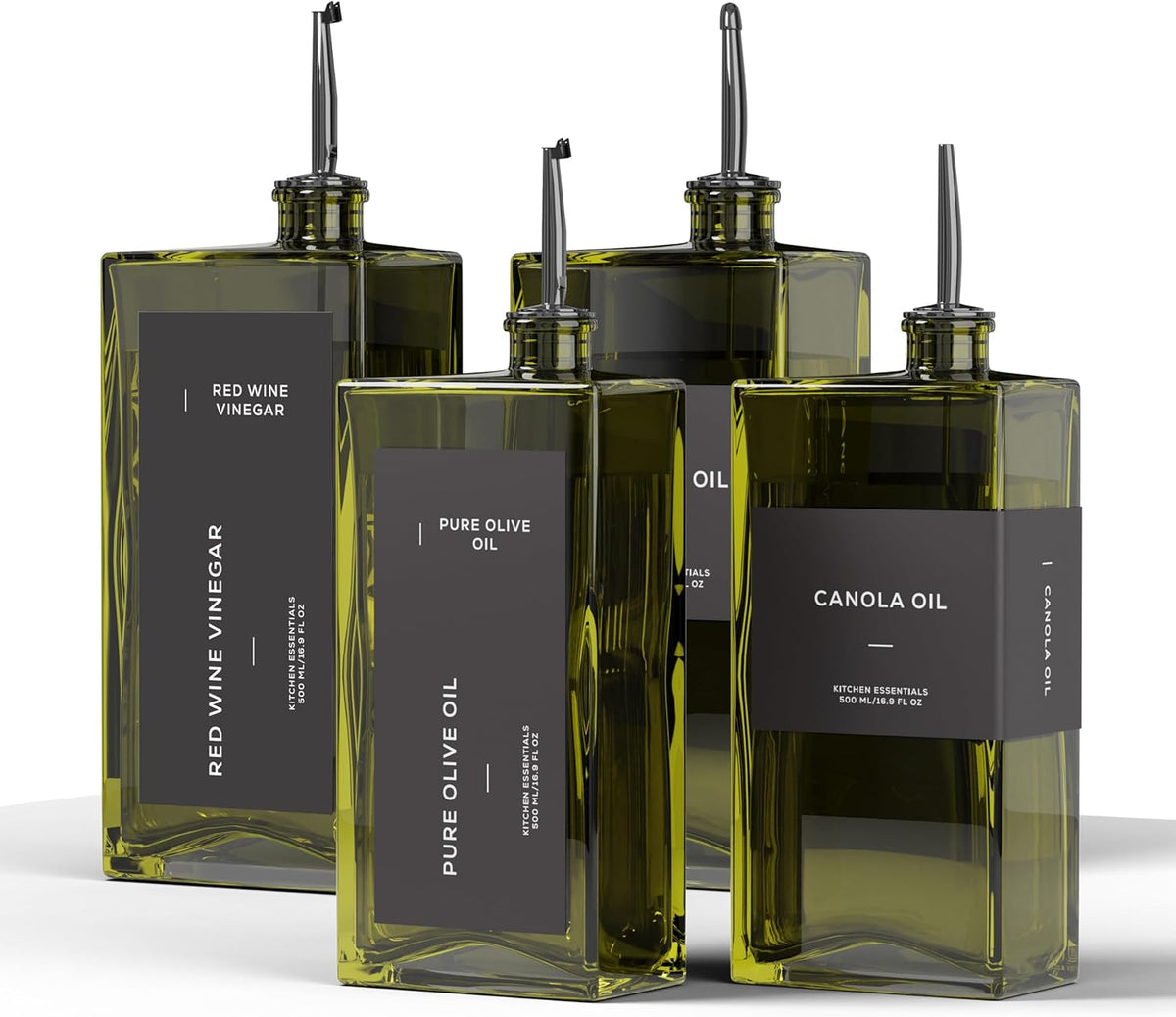 Olive Oil Dispenser for Kitchen, 16.9 oz/ 500 ml Olive Oil Dispenser Bottle, Glass Oil Bottles for