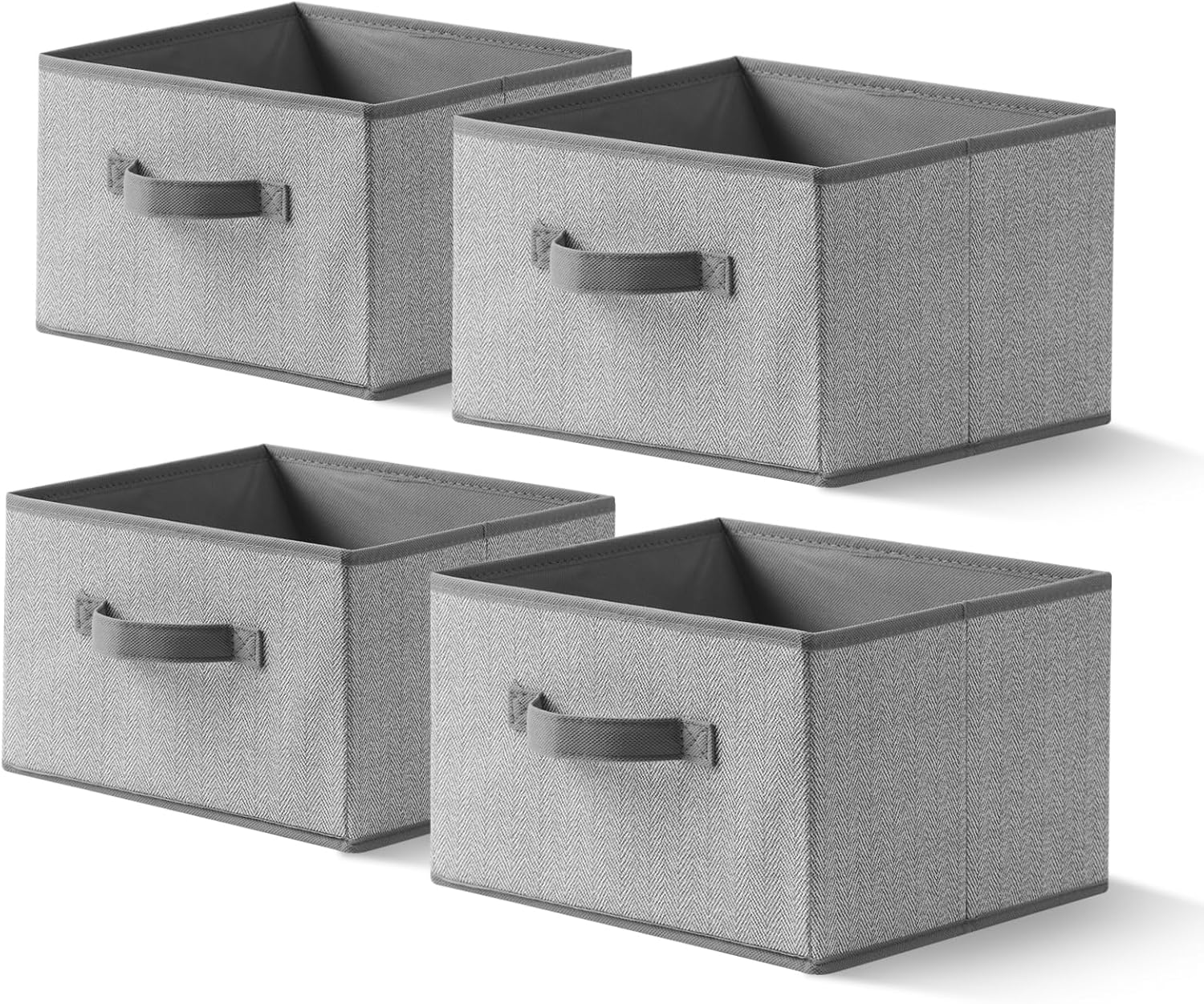 Storage Baskets, 11-Inch Woven Fabric Bins, Storage Cubes with Reinforced Handles, Organizer Bins
