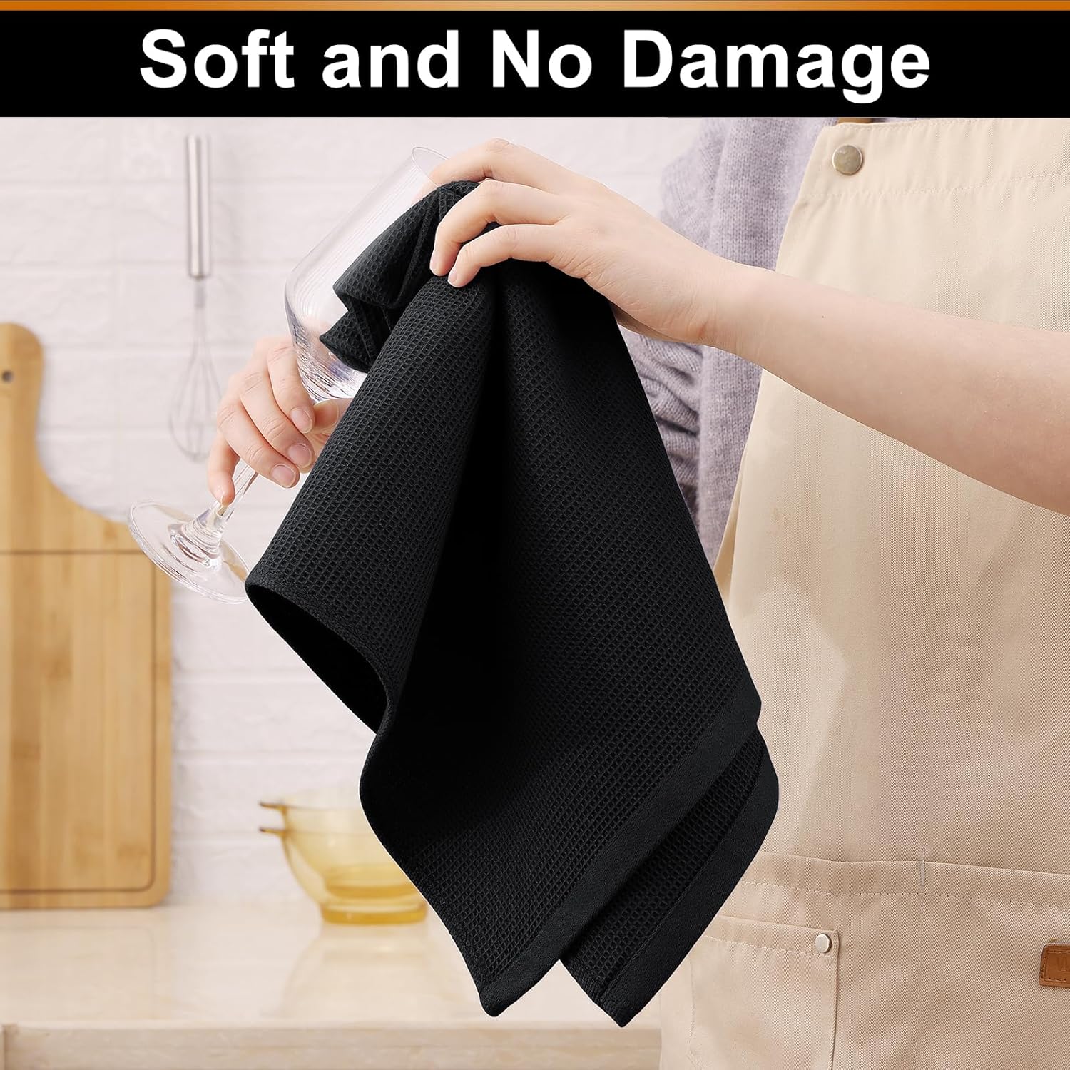Homaxy 100% Cotton Waffle Weave Kitchen Towels - 4 Pack Soft and Absorbent Dish Towels - 16 x 26