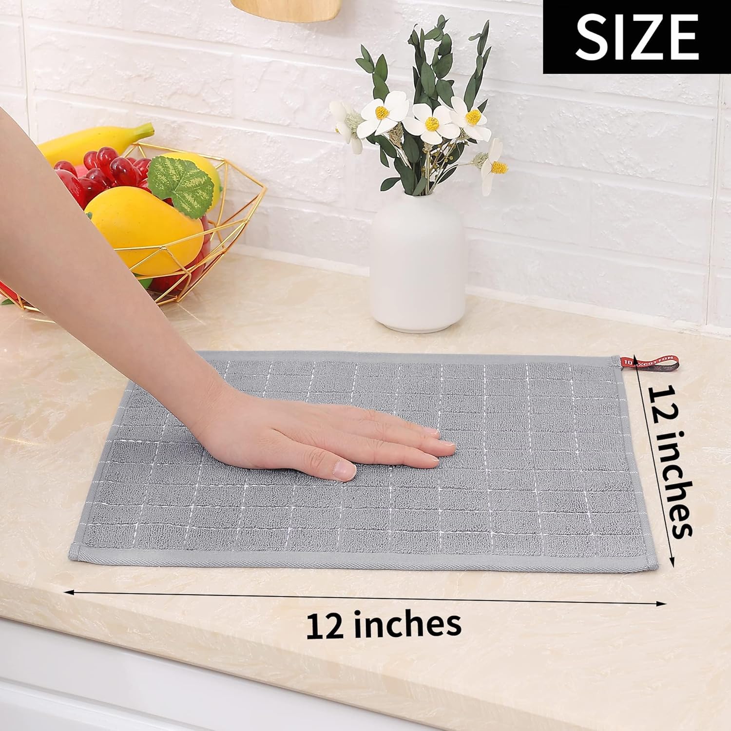 Homaxy 100% Cotton Terry Kitchen Dish Cloths, Ultra Soft and Absorbent Dish Towels for Kitchen