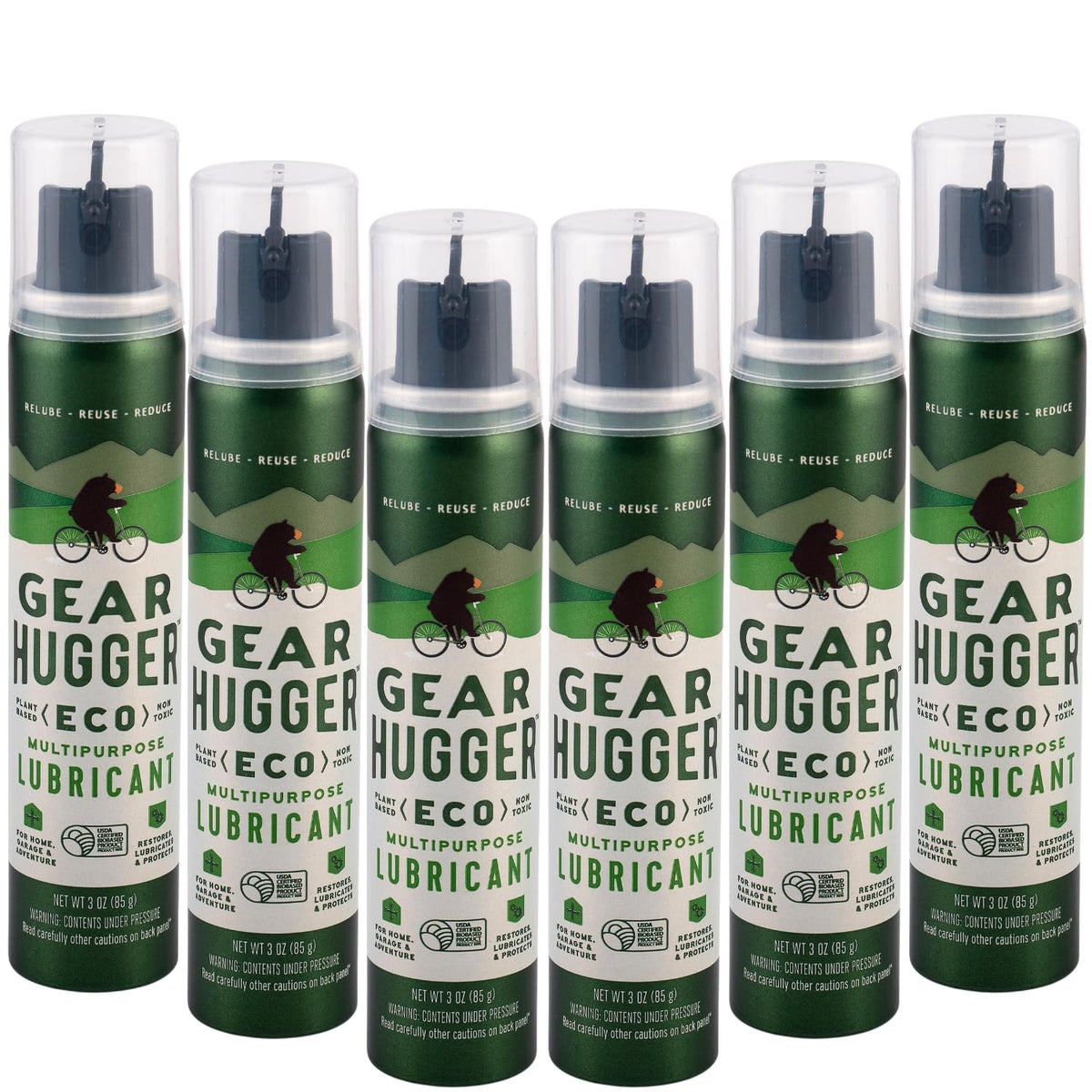 Gear Hugger Multipurpose Lubricant - Eco-Friendly (3 oz, Pack of 6), Rust Remover - Garage Door