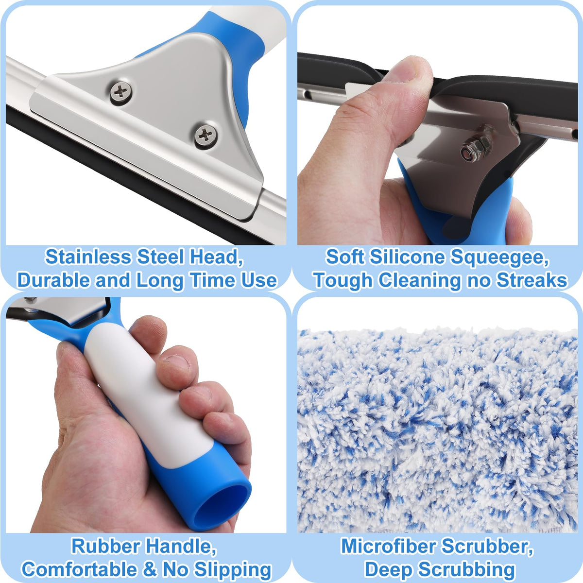 Mitclear 77'' Long Squeegee Window Cleaner Tool for Indoor Outdoor Windows