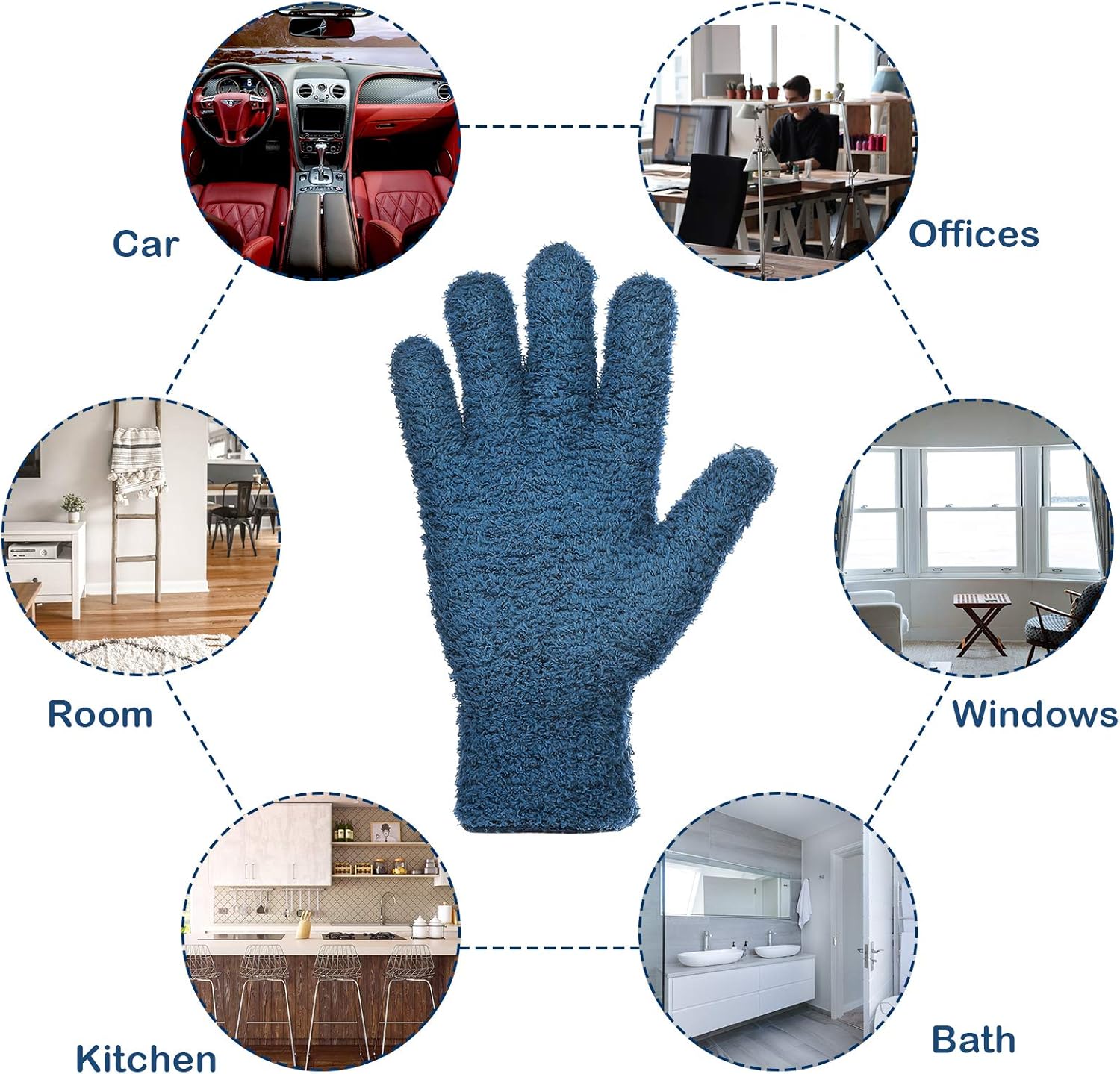 Patelai 2 Pairs Microfiber Gloves for plants Dusting Cleaning Glove Mittens House Cars Blinds