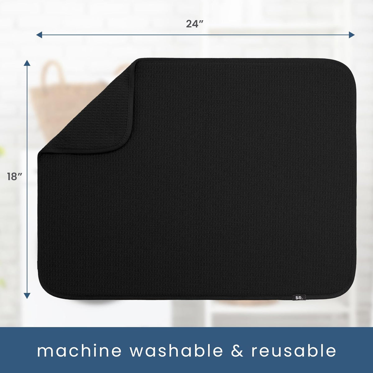 S&T INC. Dish Drying Mat XL, 18” x 24”, Absorbent Microfiber Kitchen Counter Mat, Dish Drying Pad