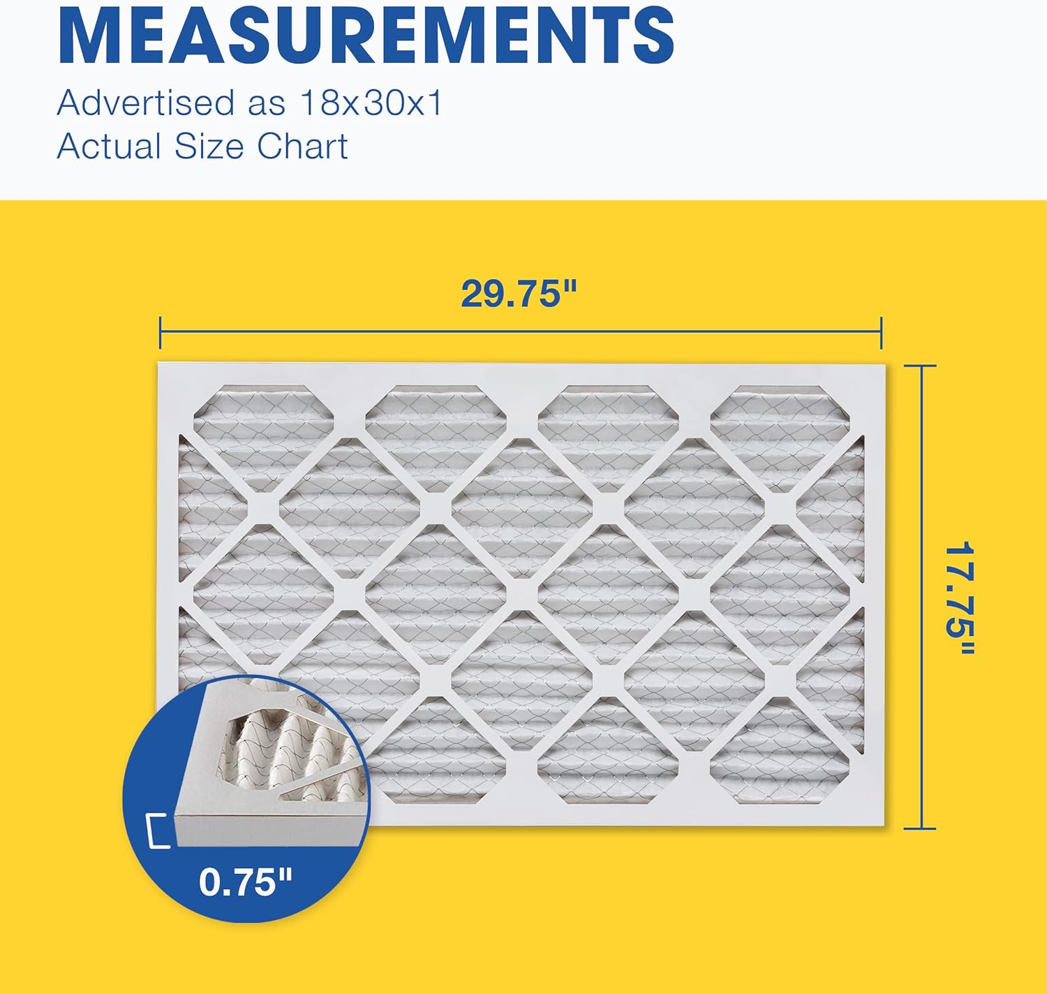 Aerostar 18x30x1 MERV 8 Pleated Air Filter, AC Furnace Air Filter, 6 Pack (Actual Size: 17 1/2" x