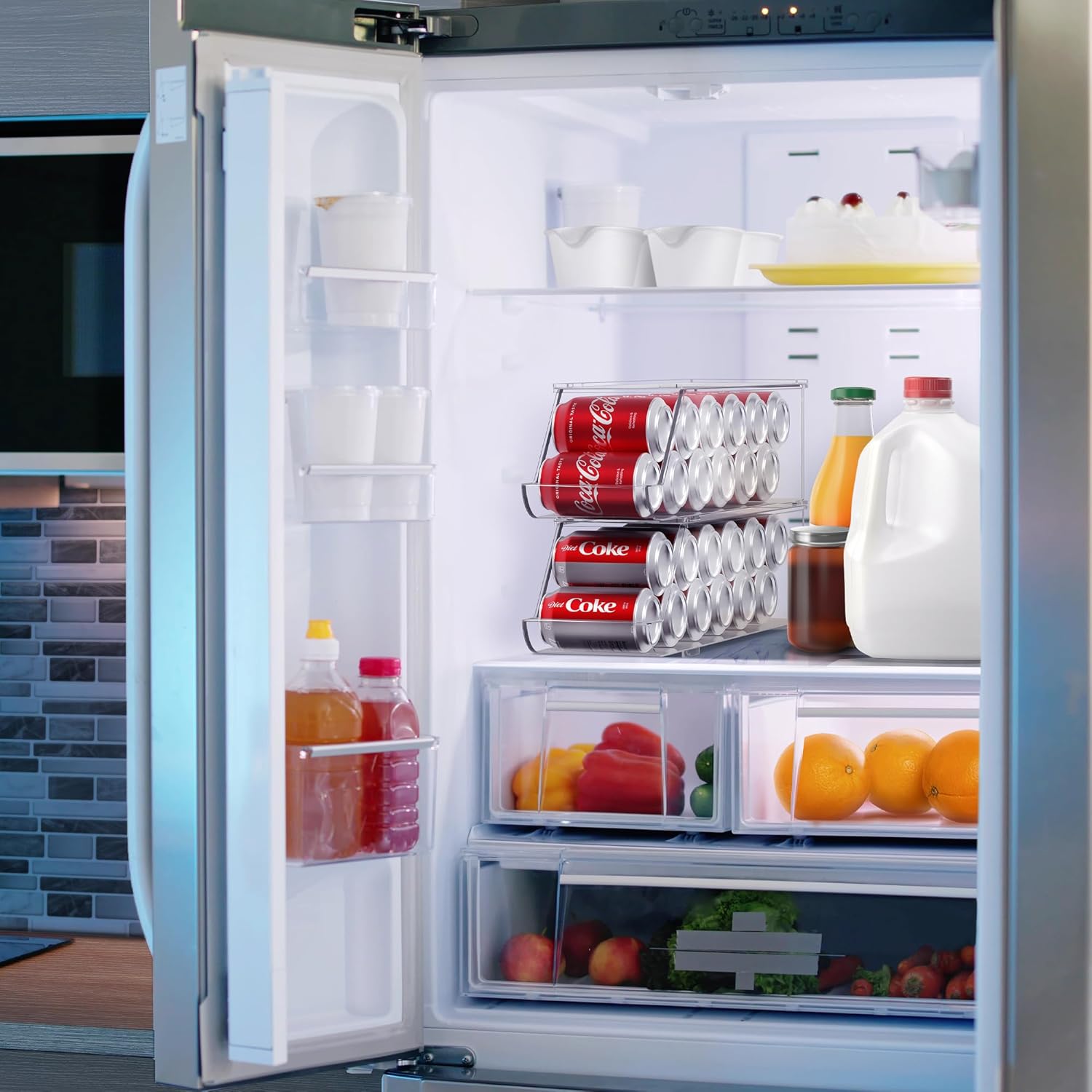 Sorbus Soda Can Organizer for Refrigerator Stackable Can Holder Dispenser with Lid for Fridge