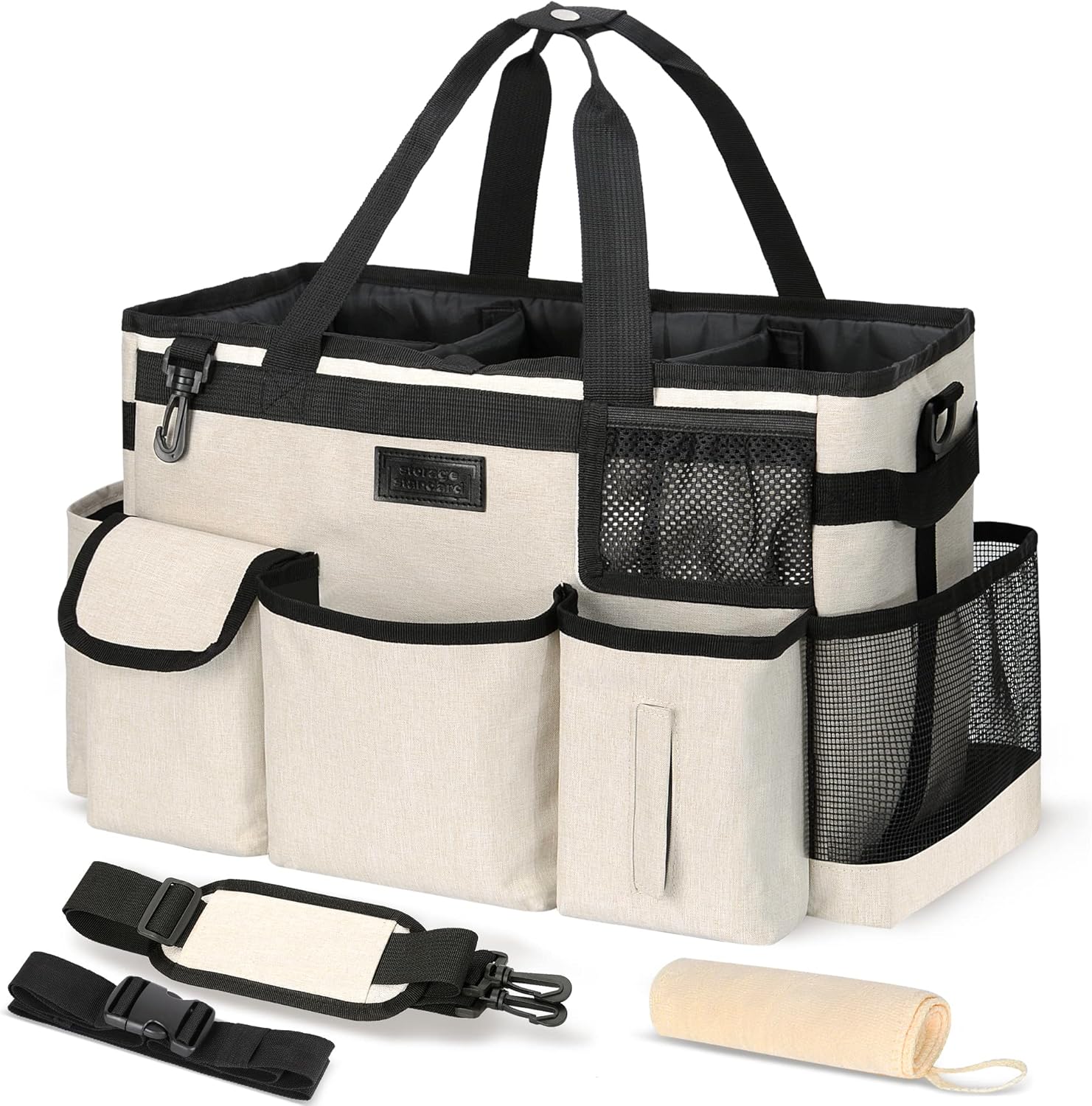 Cleaning Caddy Organizer with Handle - Large Caddy Bag for House & Bathroom Cleaning Supplies, 15 x