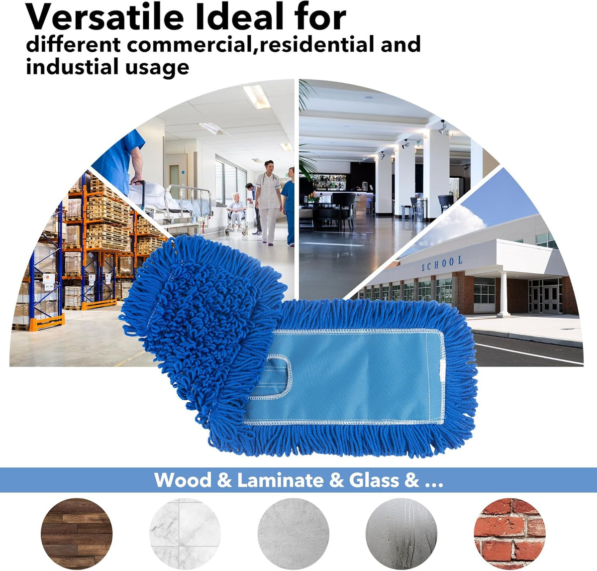 Matthew 24'' Microfiber Loop Dust Mop Washable Commercial&Residential Heavy Duty Mop Head