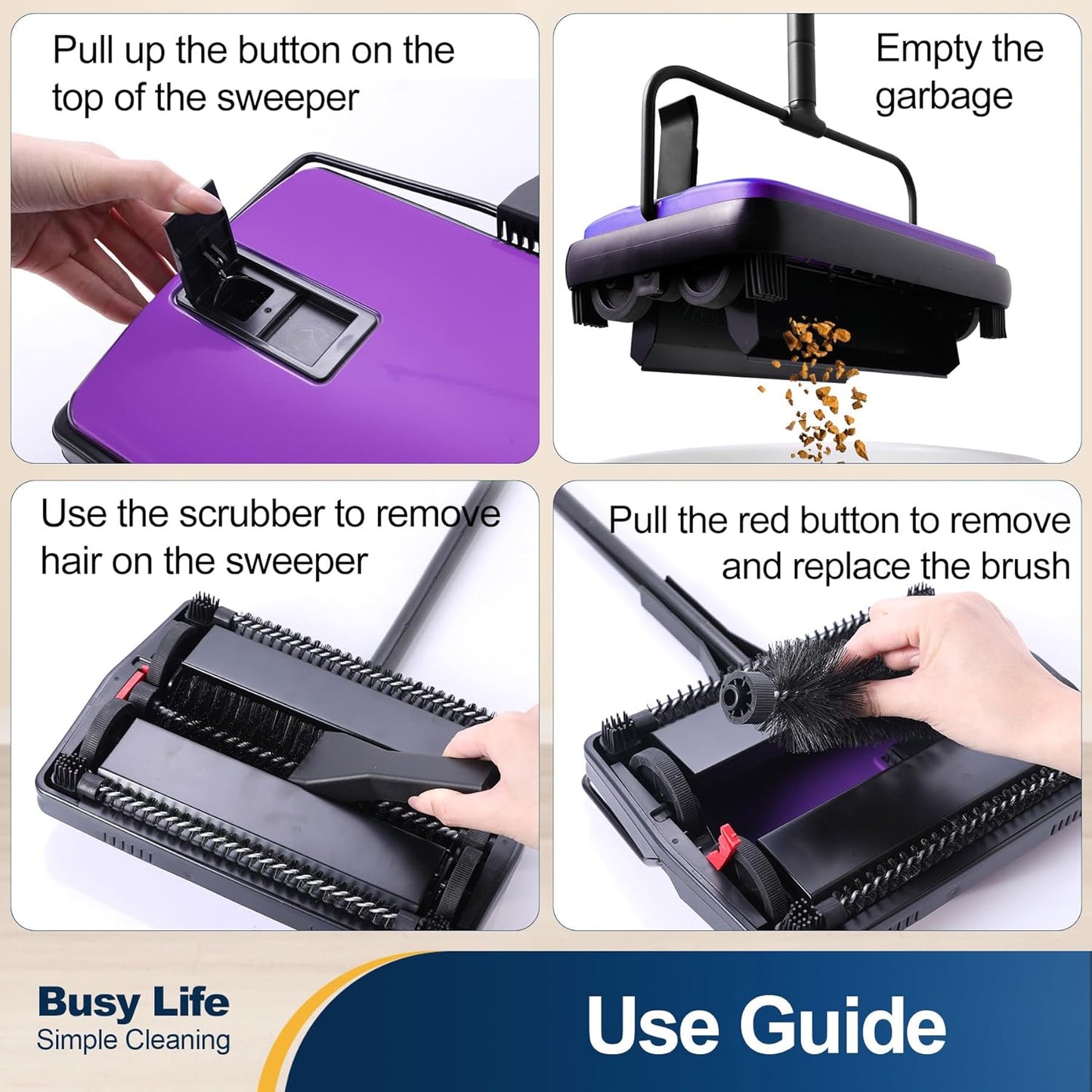 Yocada Carpet Sweeper Cleaner Manual Household Sweeper for Home Office Low&Undercoat Carpets Rugs
