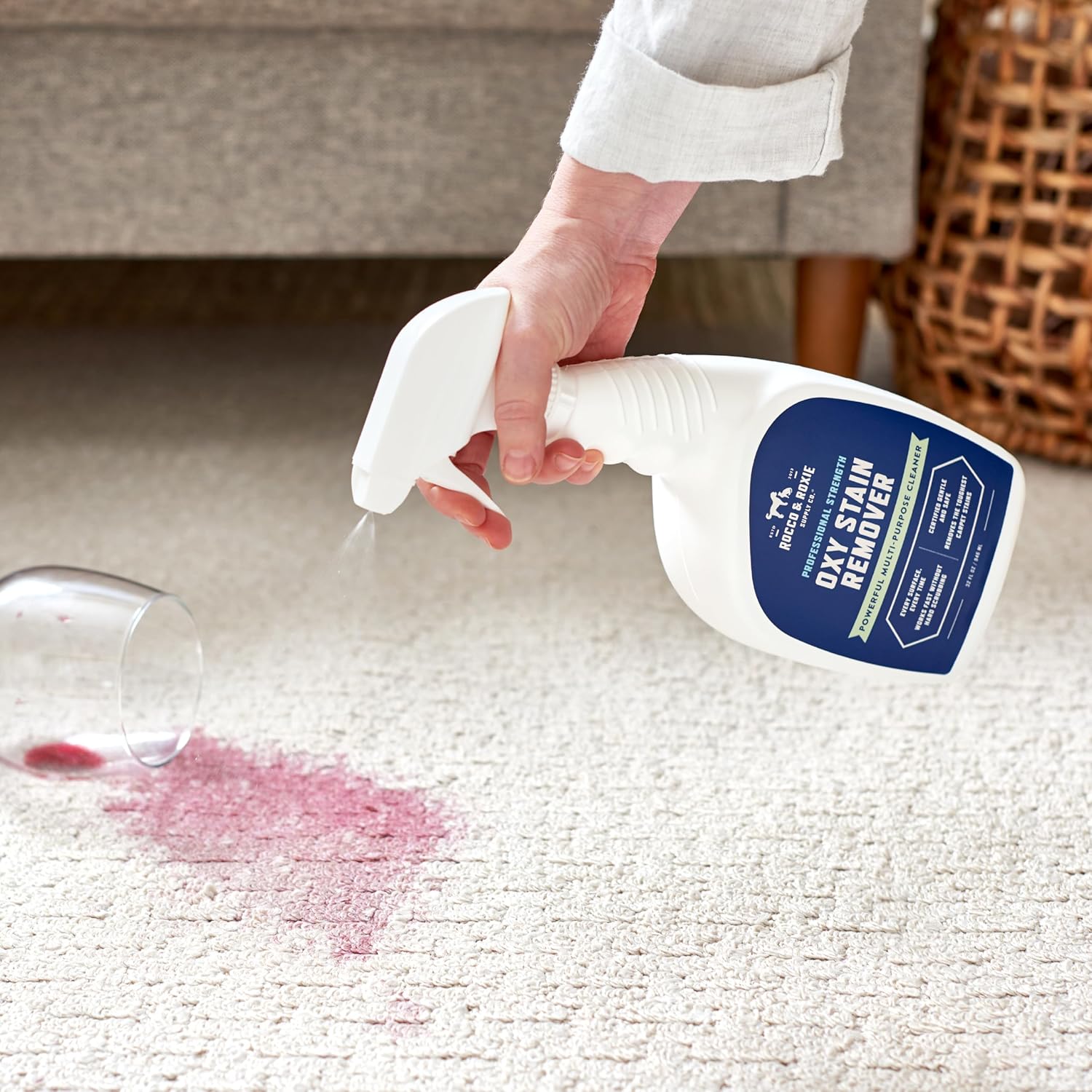 Rocco & Roxie Oxy Stain Remover - Oxygen Powered Carpet Cleaner Spray - Pet Stain Remover for
