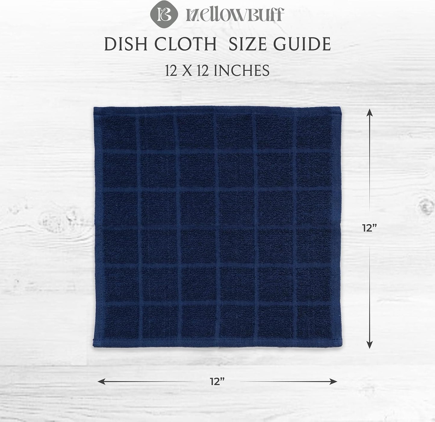 100% Cotton Terry Dish Cloth & Dish Towel, 6 Pack, Super Soft and Absorbent Kitchen Towels, Perfect