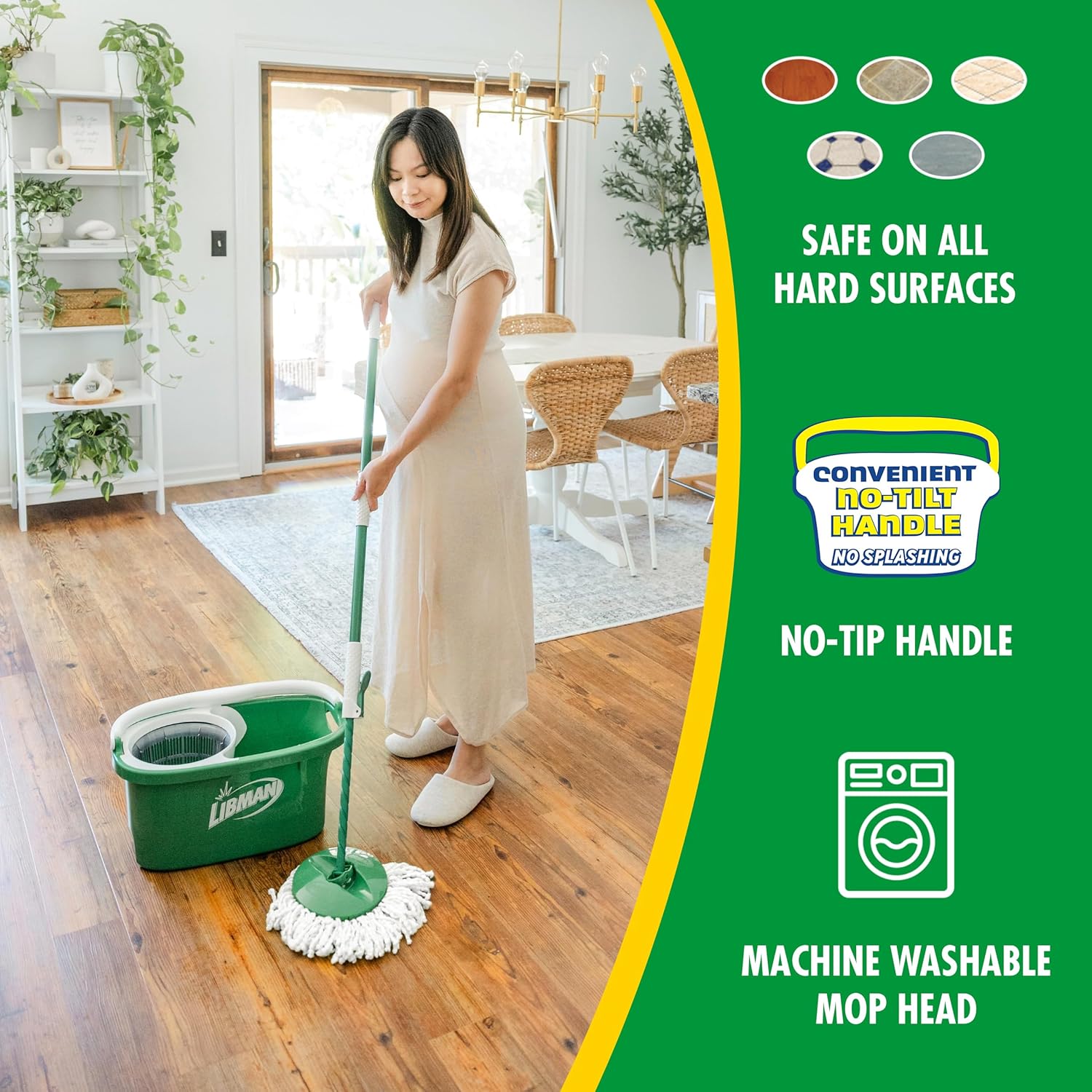 Libman Tornado Spin Mop System, Spinning Floor Mopping and Bucket with Wringer Set for Home