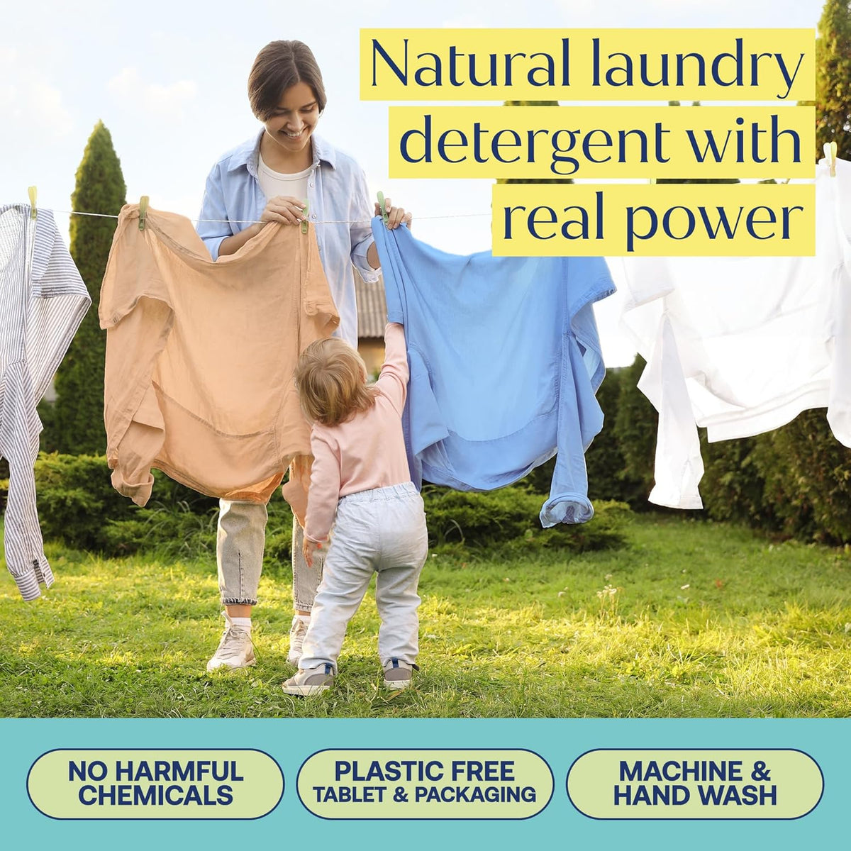 Fab Tab Laundry Detergent Tablets, Plant-Based Formula, Removes Tough Stains, Plastic-Free
