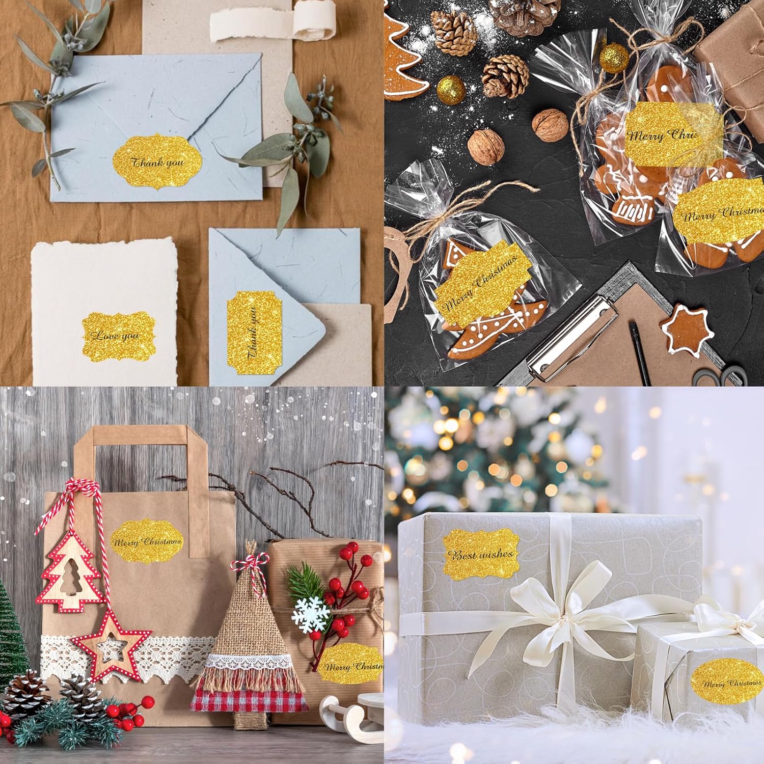 350 PCS Gift Tags Stickers Name Labels Stickers,2" x 1.2" Fancy Shape Stickers Self-Adhesive