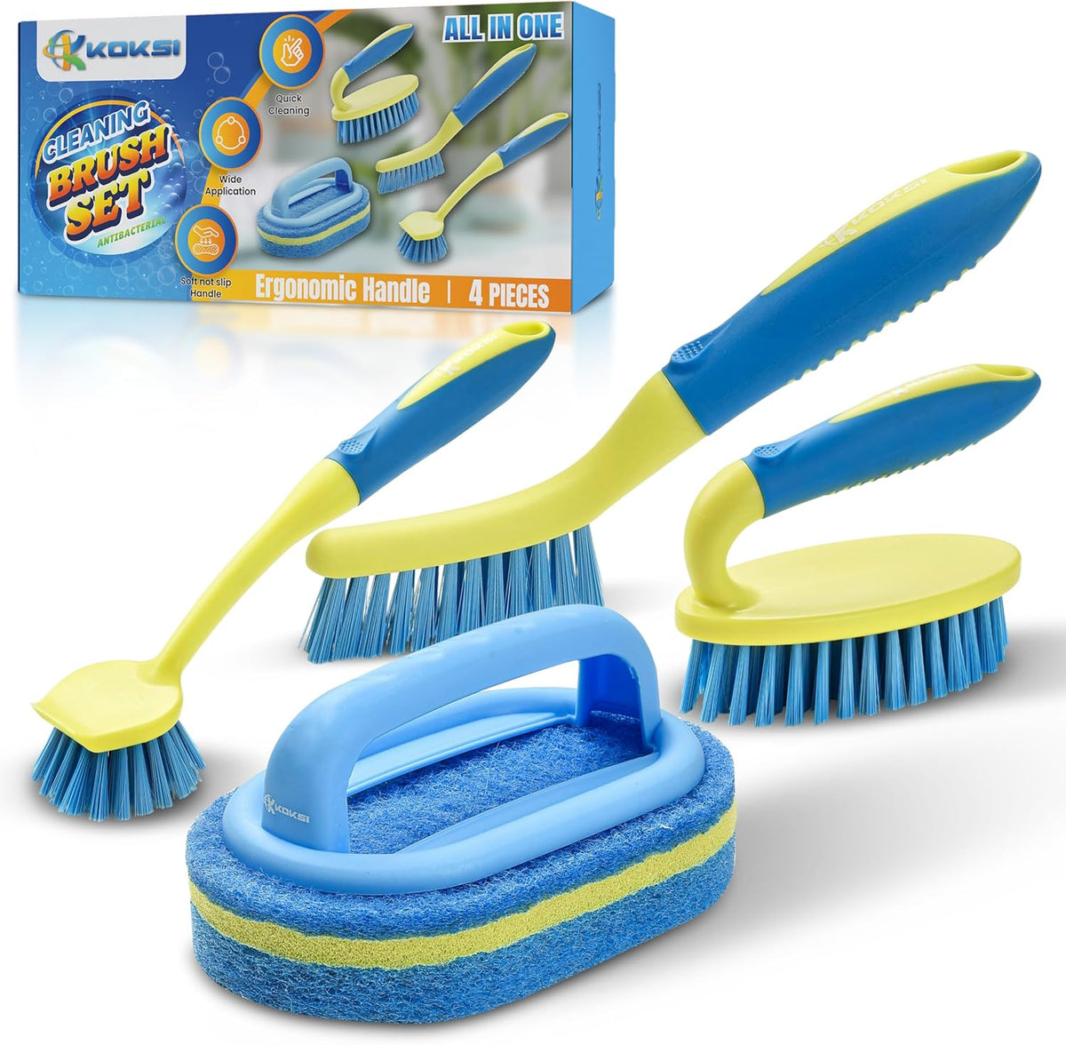 Scrub Brush Set for Bathroom Kitchen Bathtub Toilet Deep Cleaning Brush Tools All Purpose Cleaner