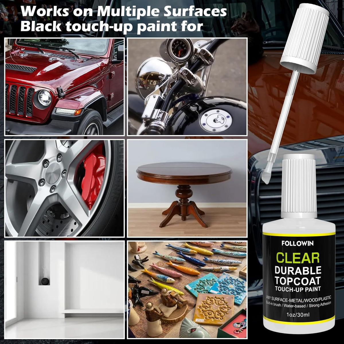 FOLLOWIN Automotive Clear Coat,Gloss Clear Finished Car Touch Up Paint,Use on Exterior & Interior